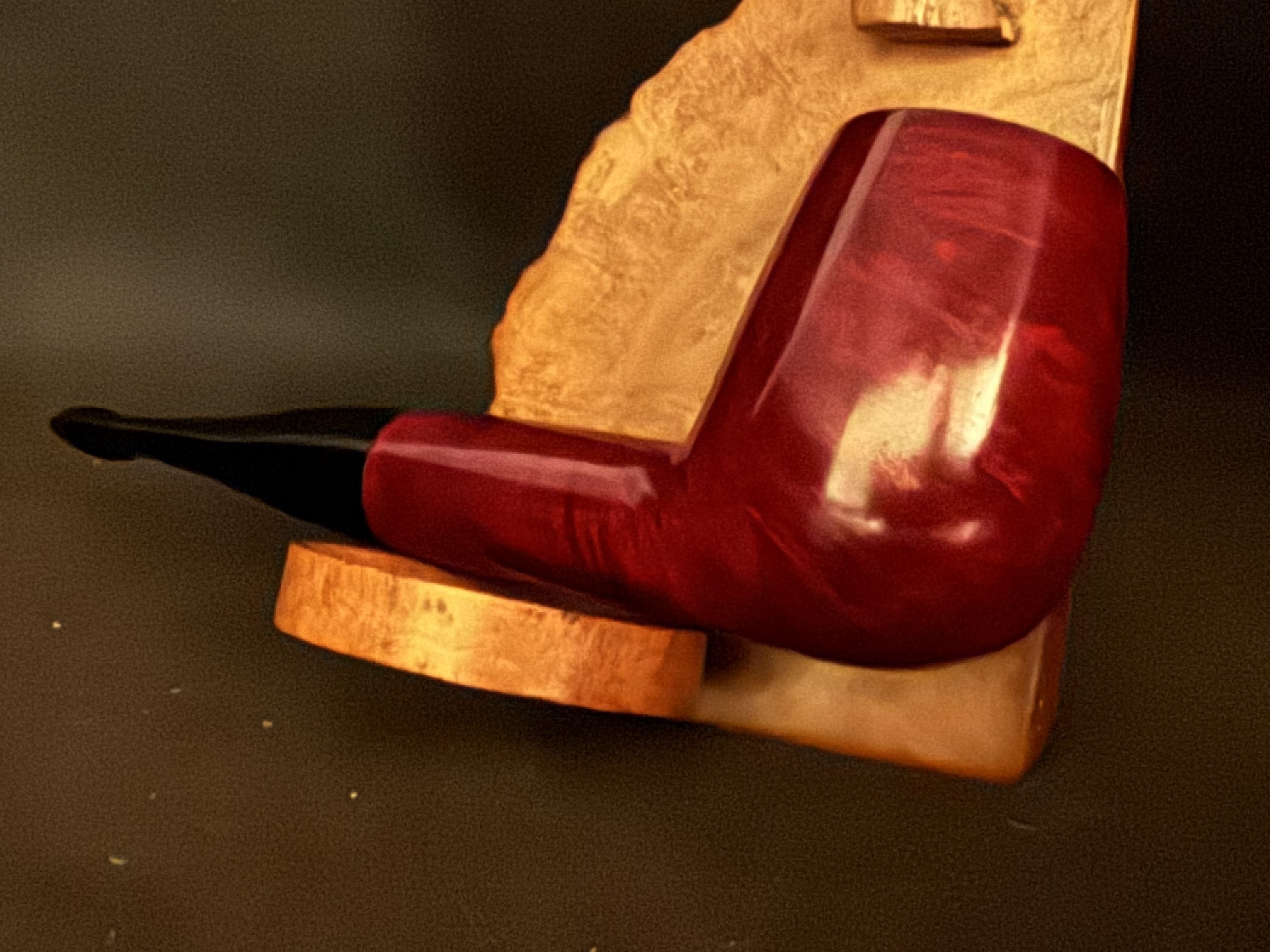 HSE BRUYERE Straight Billiard Red Smooth Briar Estate Pipe, Vulcanite Fishtail Stem, 9mm Filter 8