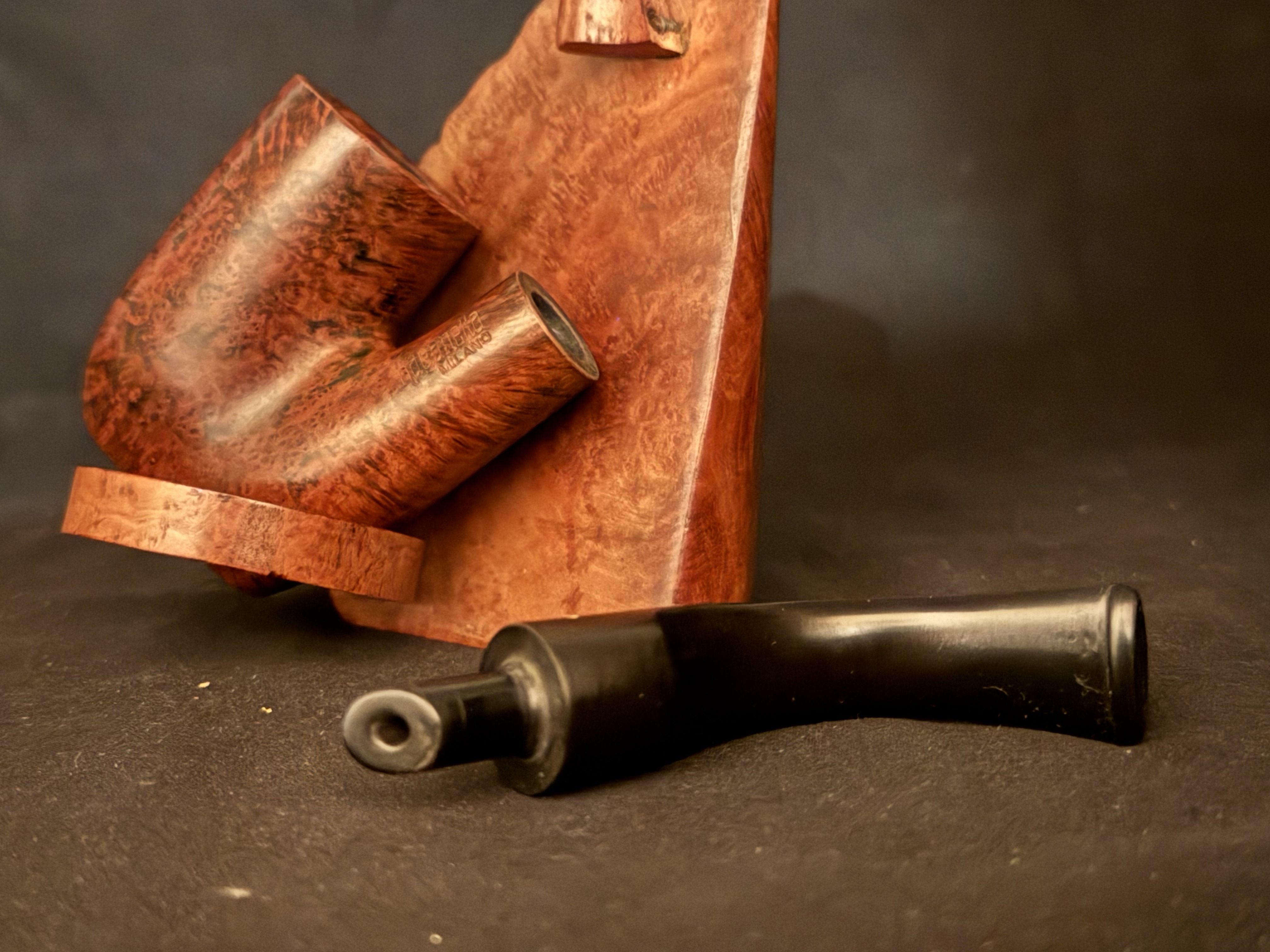 Raganella Milano B 36 Italia Smooth Full Bent Oom Paul Cylinder Estate Pipe, Vulcanite Saddle Stem 10