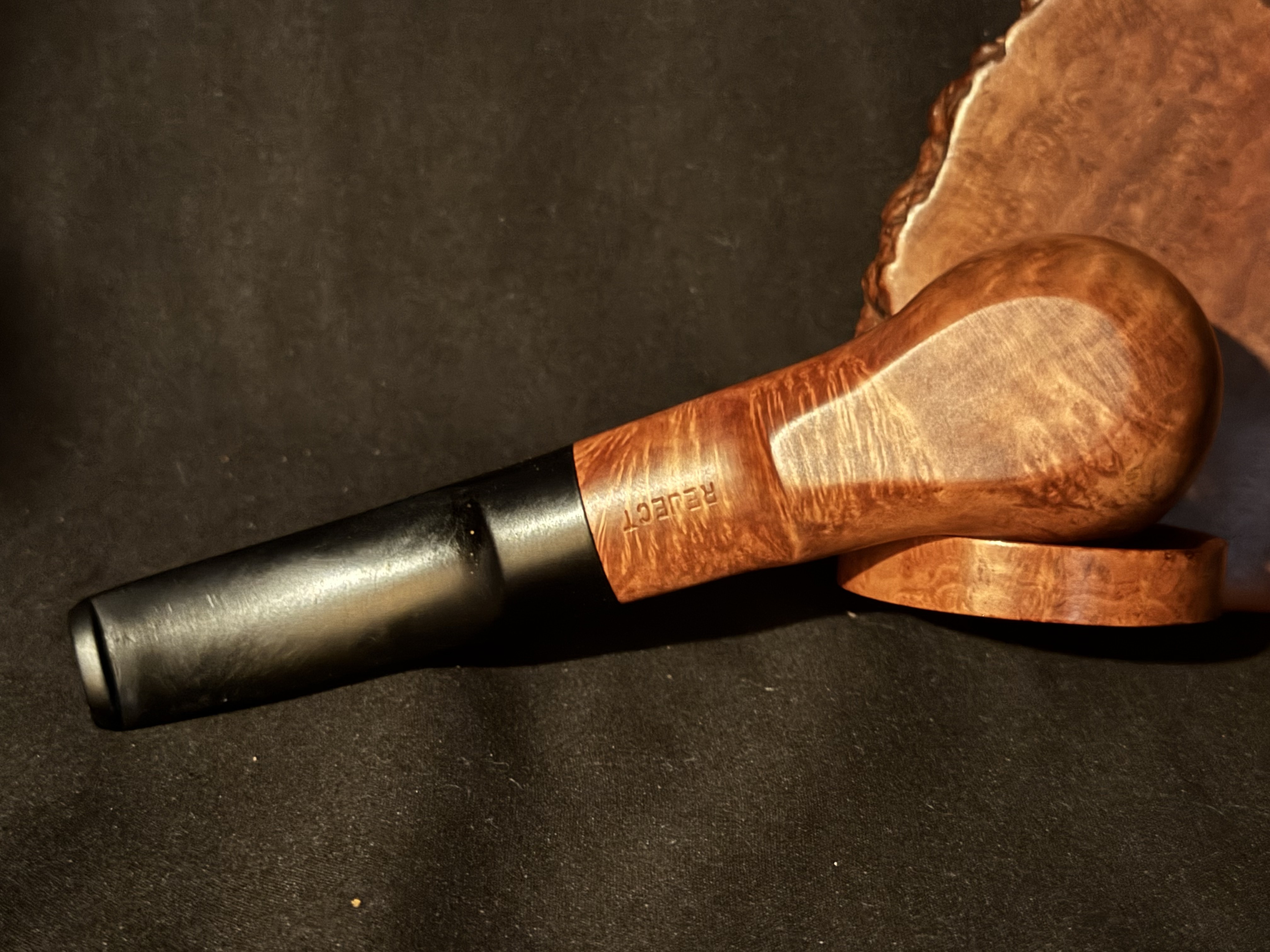 Reject Stamp Smooth Straight Billiard Sitter, Oval Shank, Vulcanite Saddle Fishtail Stem, Estate Pipe 6