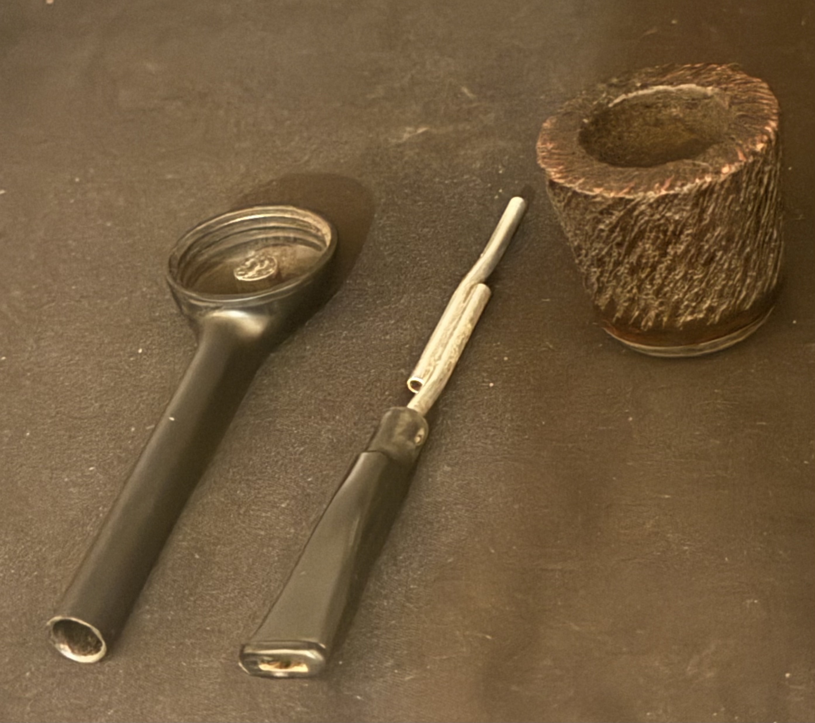 Ronson England Metal Pipe, Removable Rusticated Briar Bowl, Fishtail Mouthpiece 6