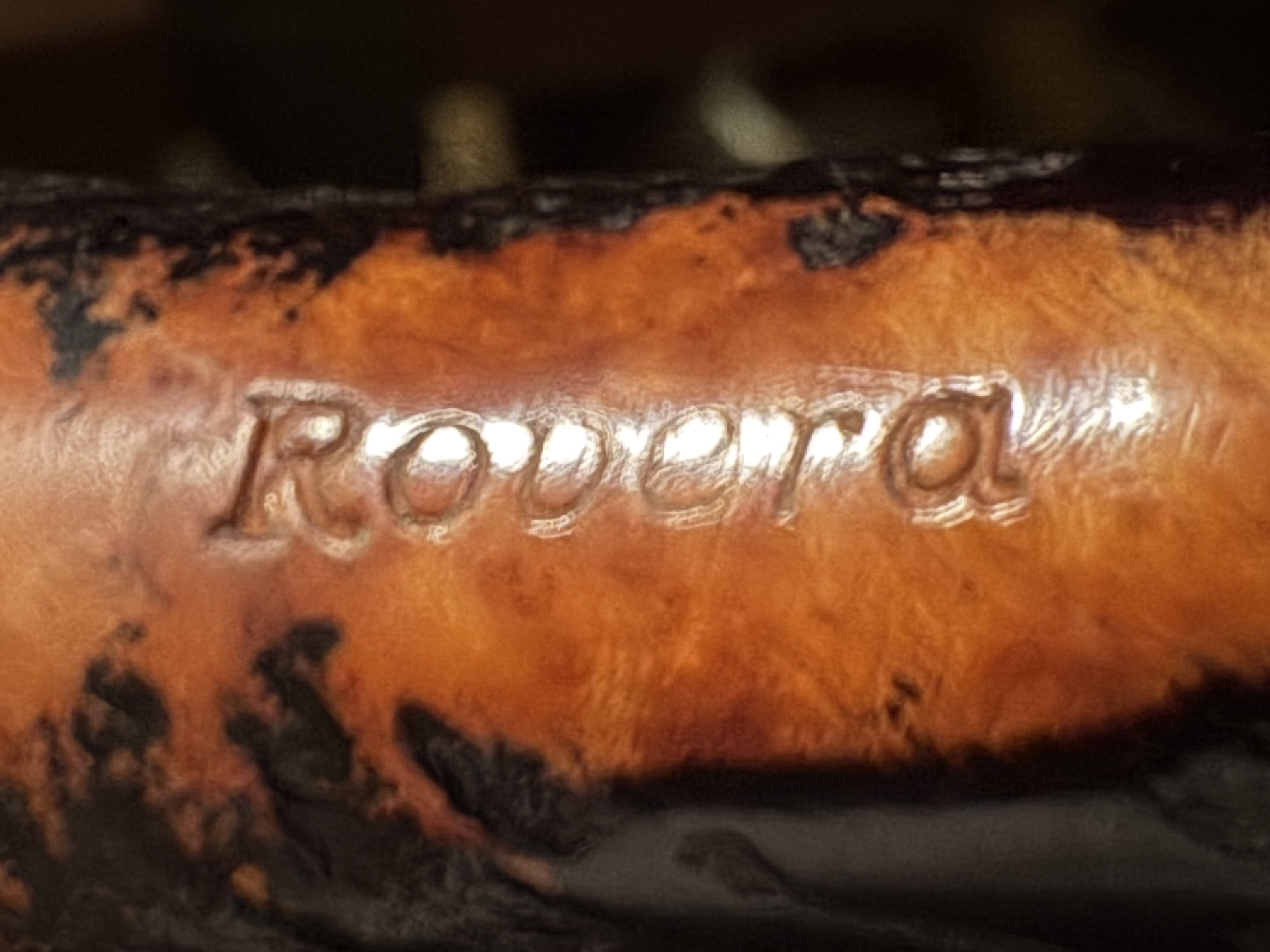 Rovera Sandblast Billiard Pot Estate Pipe - Acrylic Saddle Stem, 9mm Filter, Fishtail 10