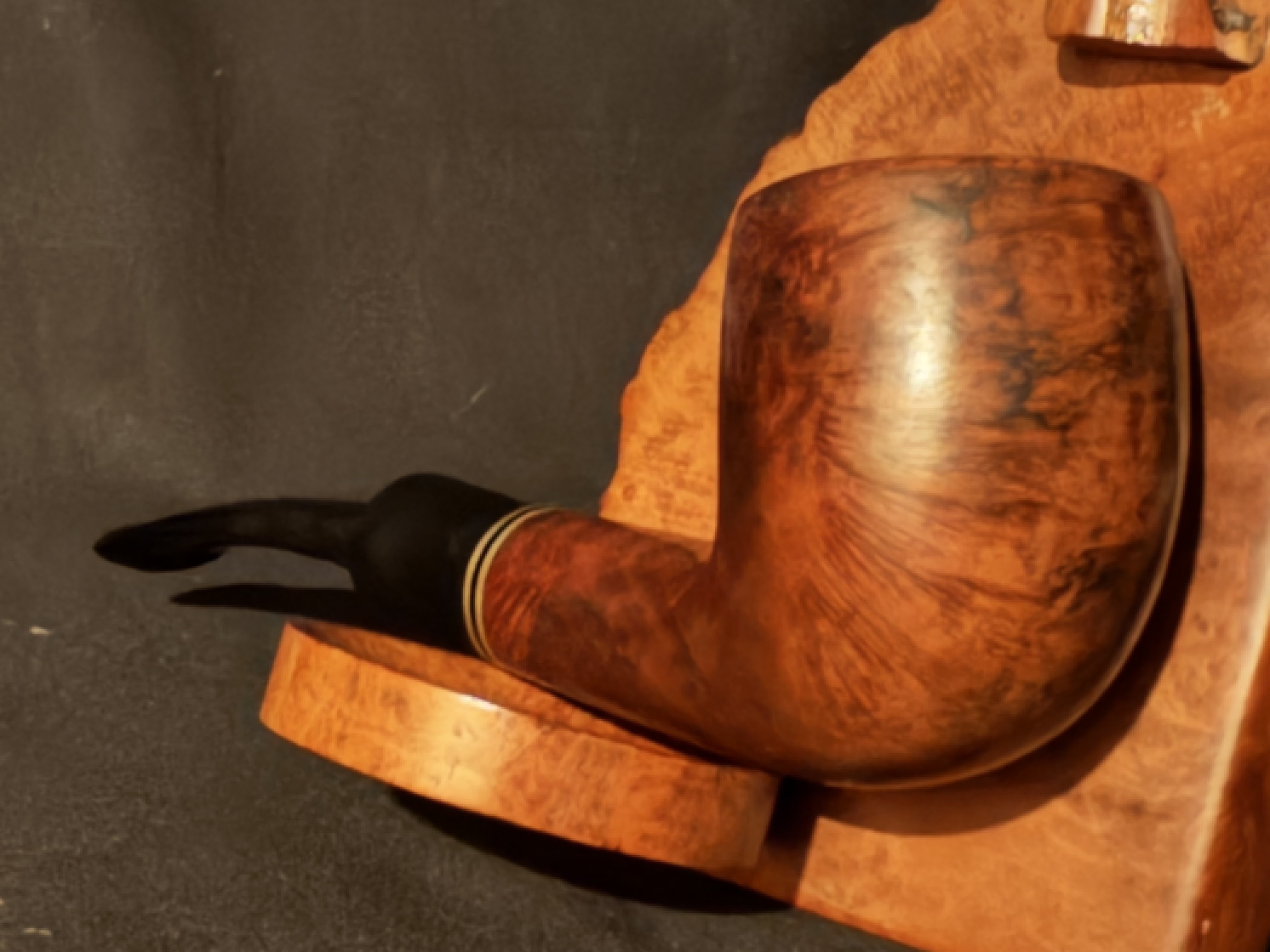 Royal Star Smooth Bent Billiard Estate Pipe - Brass Line Band, Saddle Stem, 9mm Filter 8