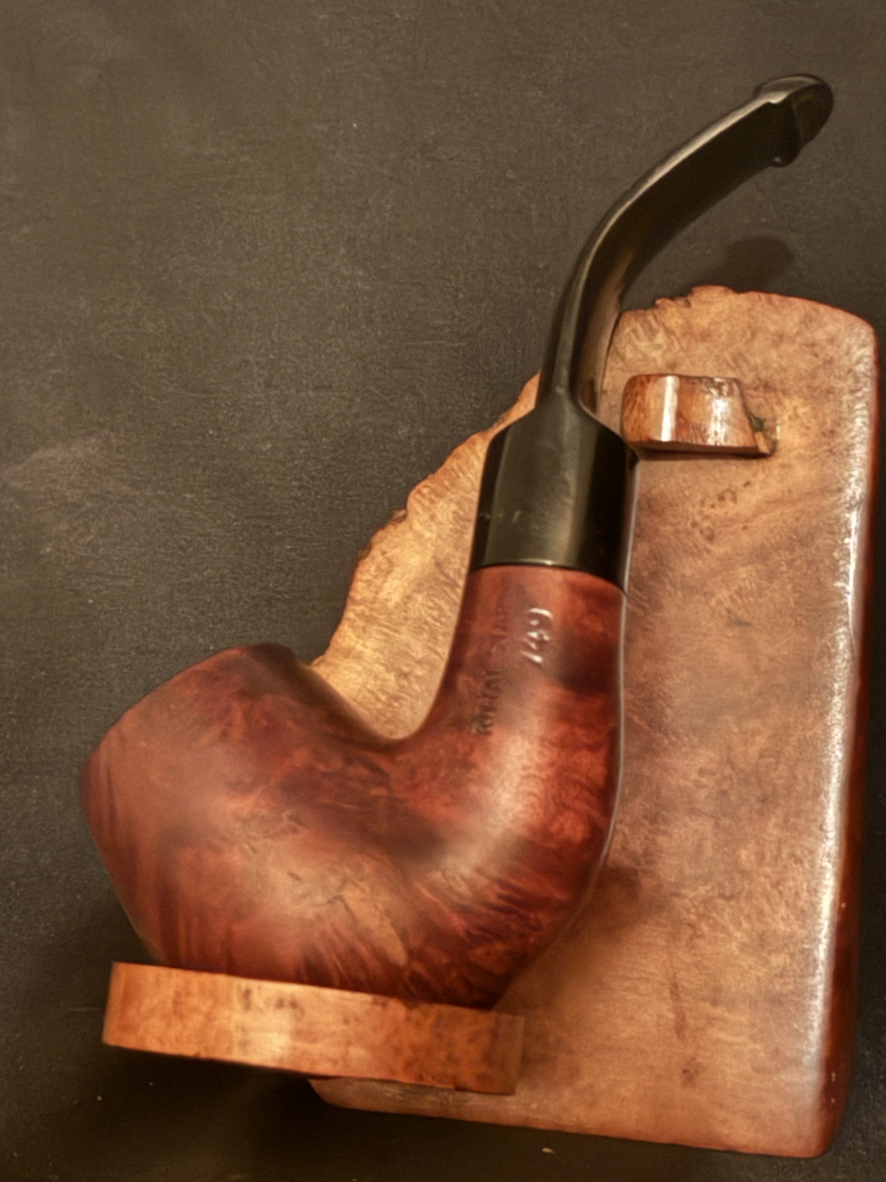 Royal Star 749 Smooth Bent Billiard Estate Pipe, Vulcanite Saddle P-Lip Stem