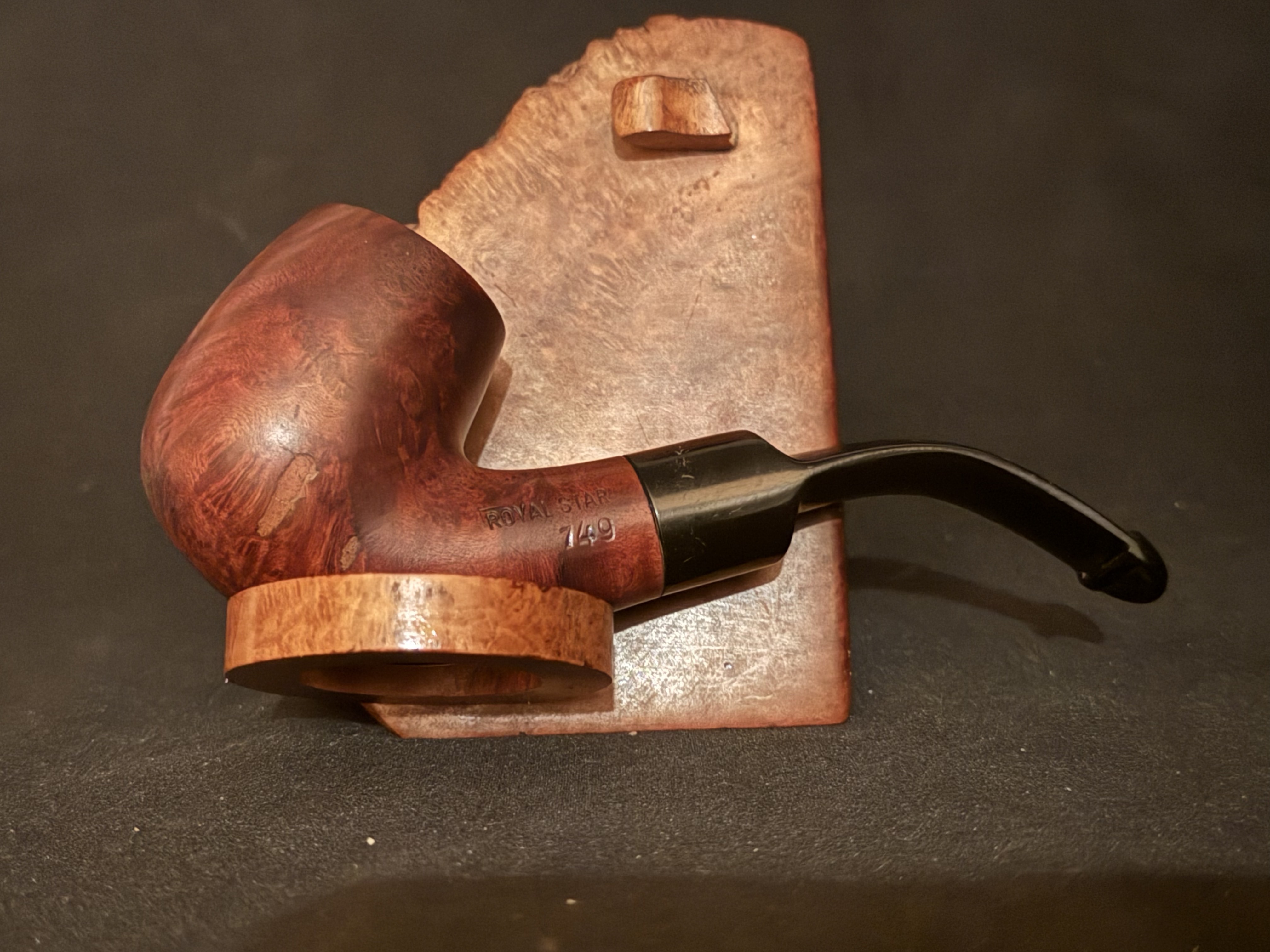 Royal Star 749 Smooth Bent Billiard Estate Pipe, Vulcanite Saddle P-Lip Stem 3