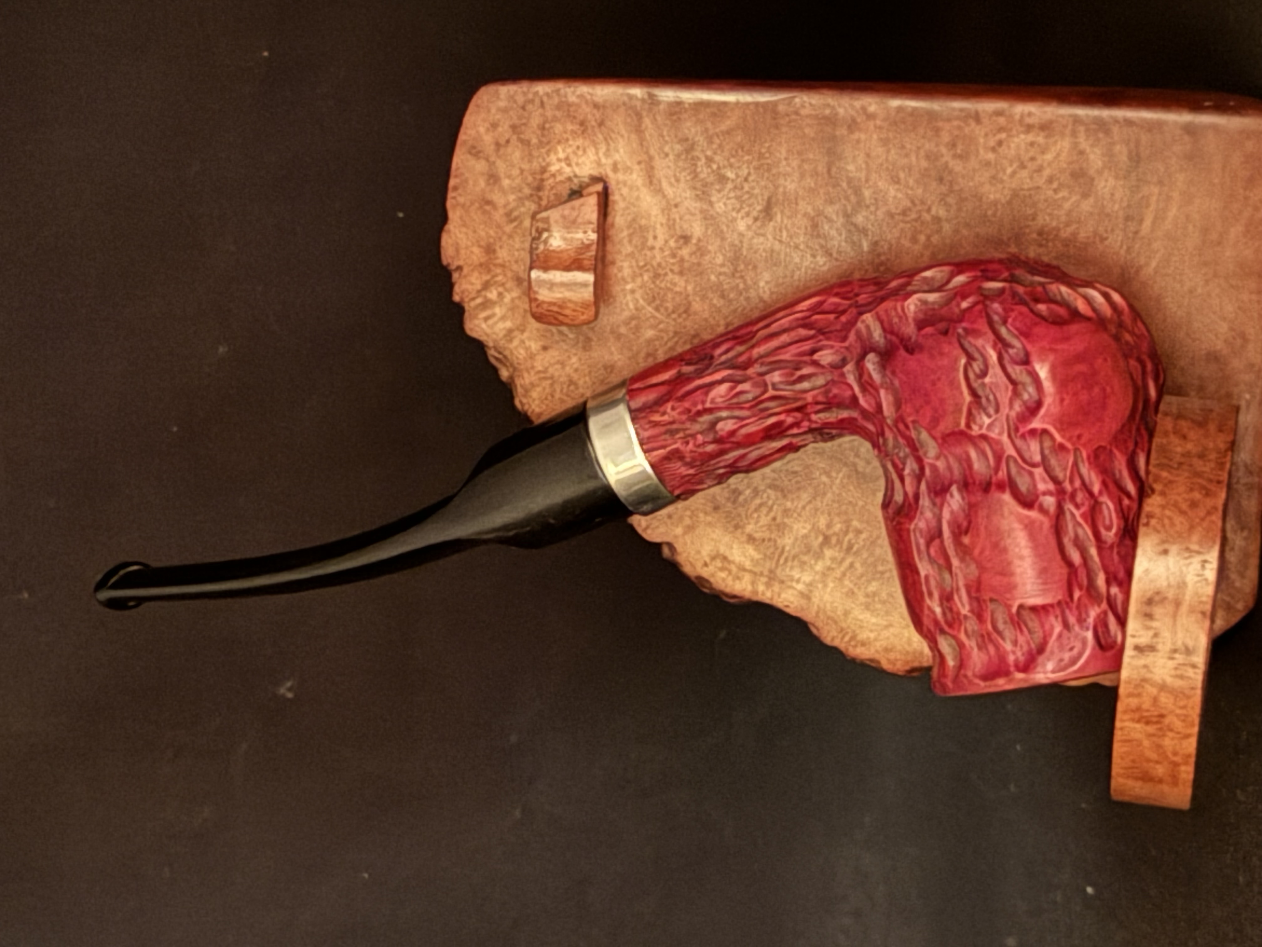 Morris Real Briar Straight Billiard Red Rustic Estate Pipe - Unsmoked, Metal Band, Vulcanite Fishtail Stem