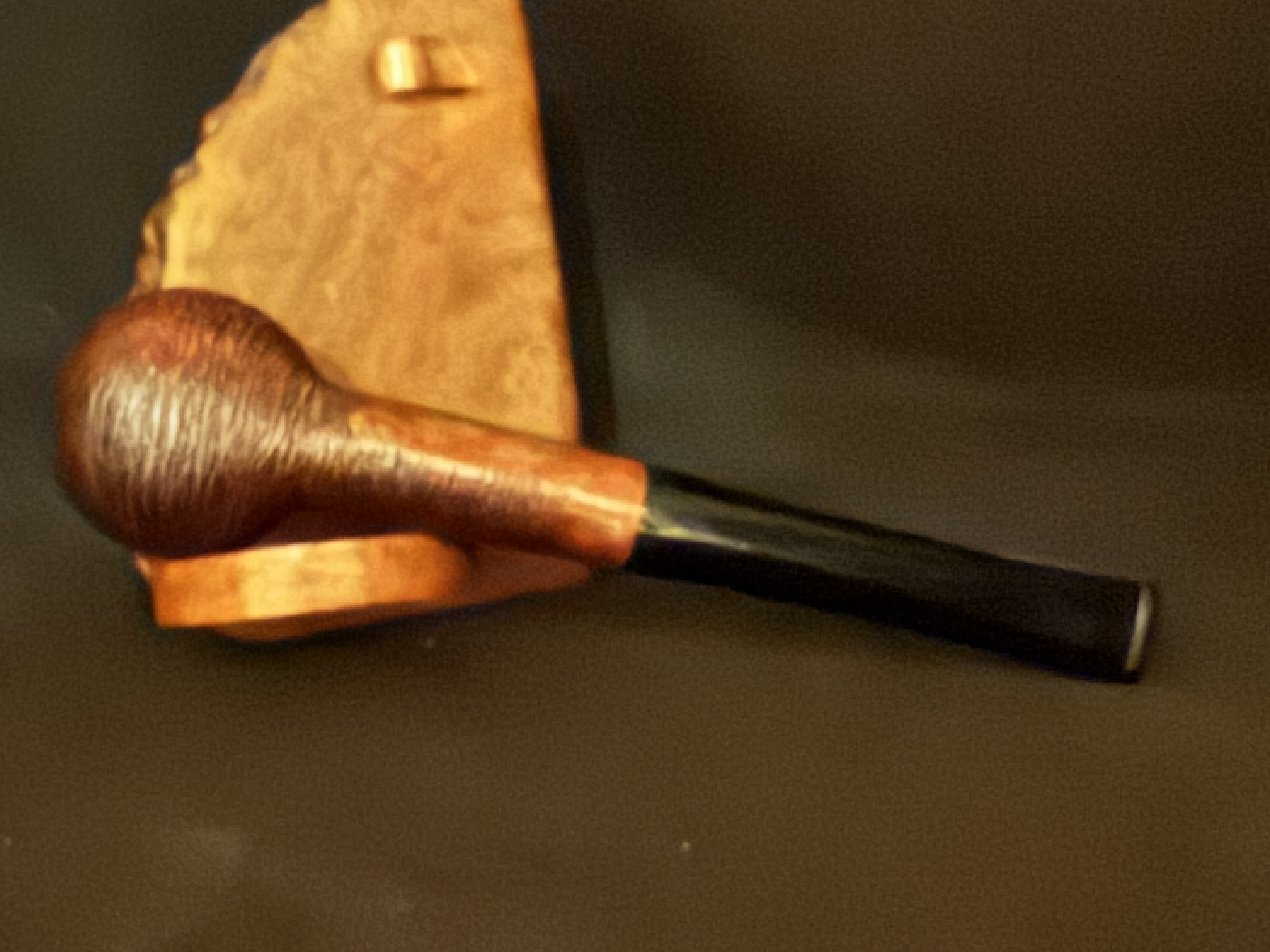 Genuine Briar Stamped Straight Billiard - Rustic Silk Brush Finish - Acrylic Fishtail Stem - Estate Pipe 6