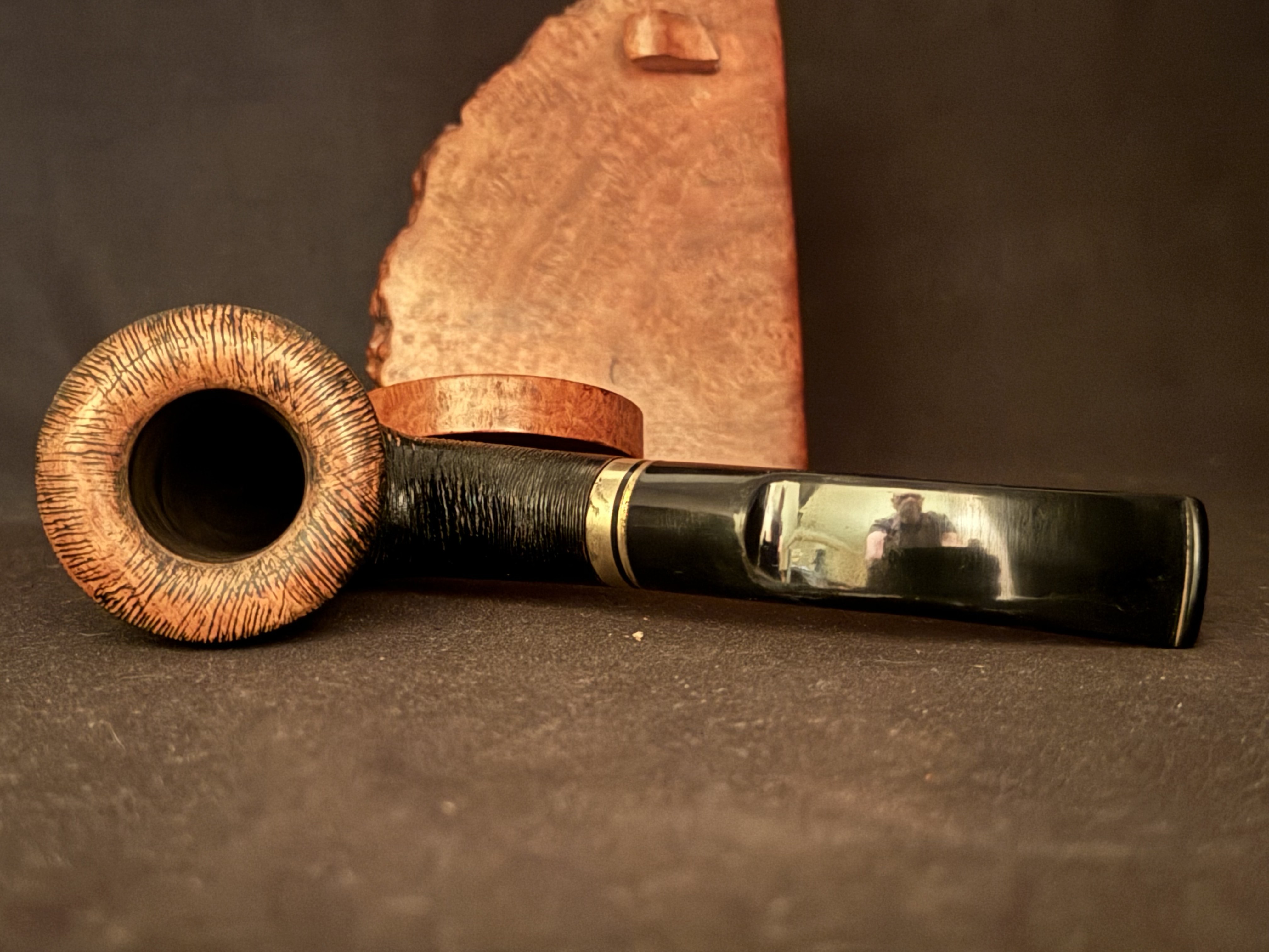 Molina Made in Italy Bent Dublin Rustic Silk Brush Finish Vulcanite Saddle Stem 9mm Filter Estate Pipe 3