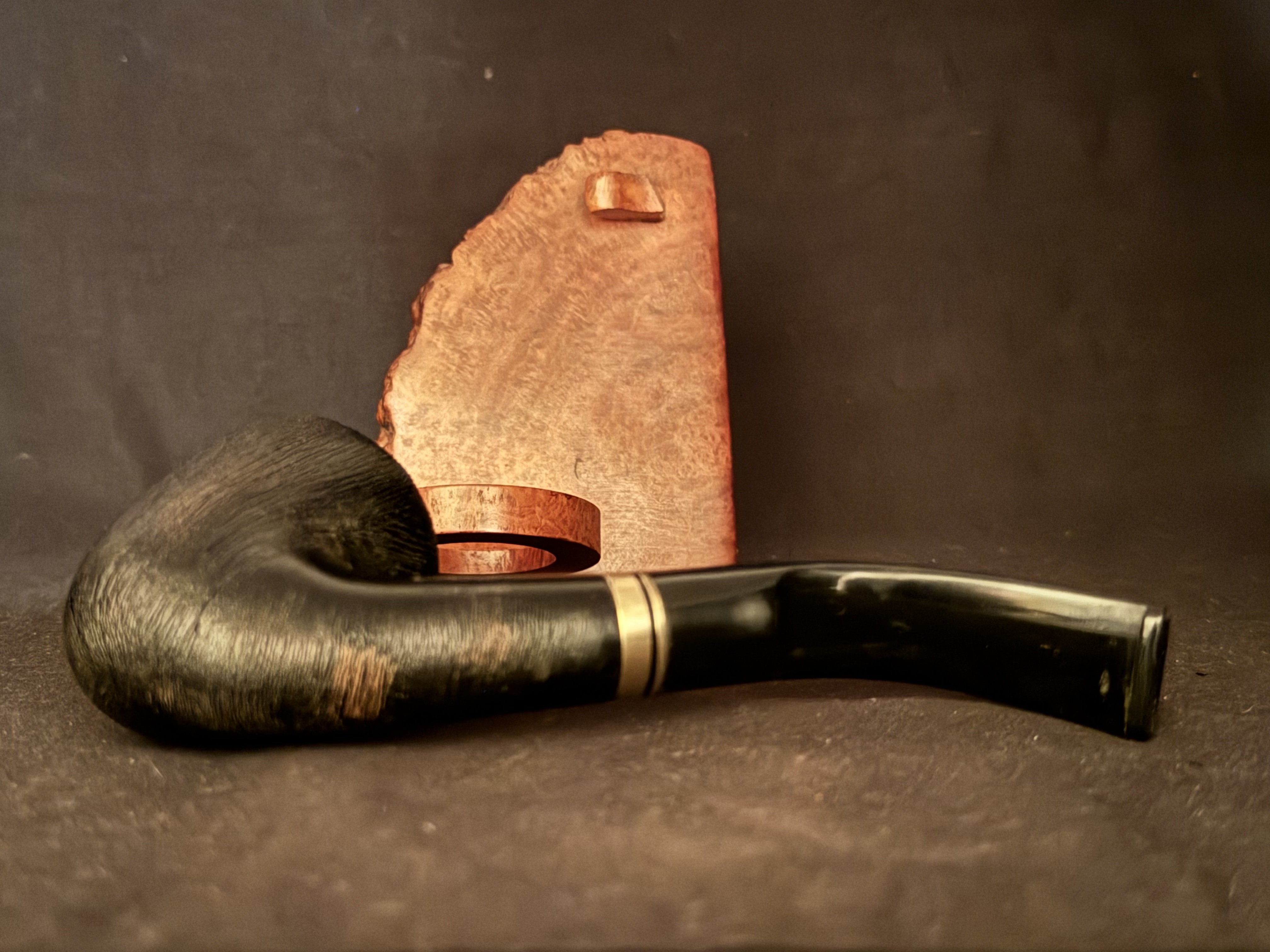 Molina Made in Italy Bent Dublin Rustic Silk Brush Finish Vulcanite Saddle Stem 9mm Filter Estate Pipe 4