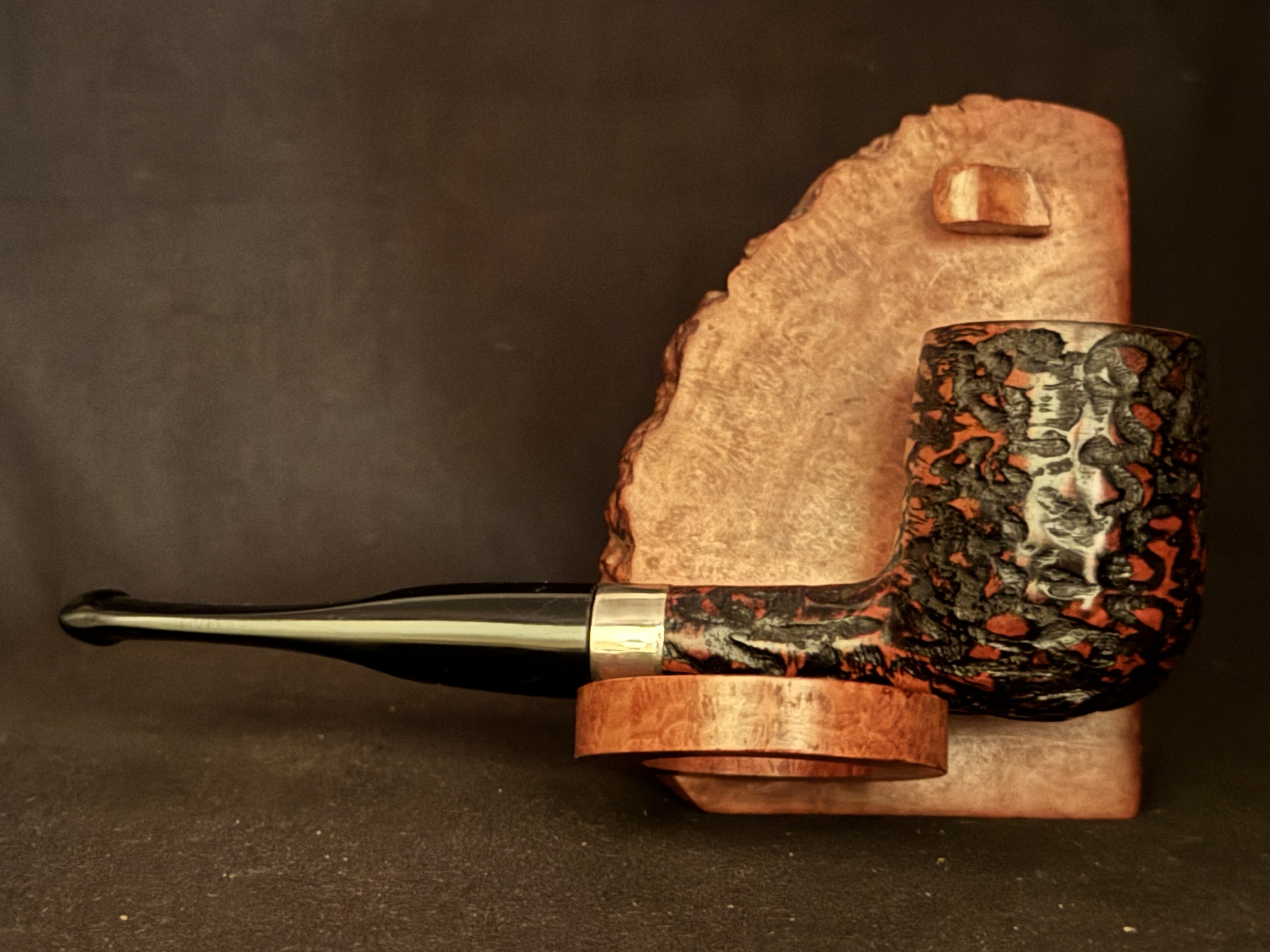 Spitfire by Lorenzo Rusticated Straight Billiard Estate Pipe with Acrylic Stem and 9mm Filter 4