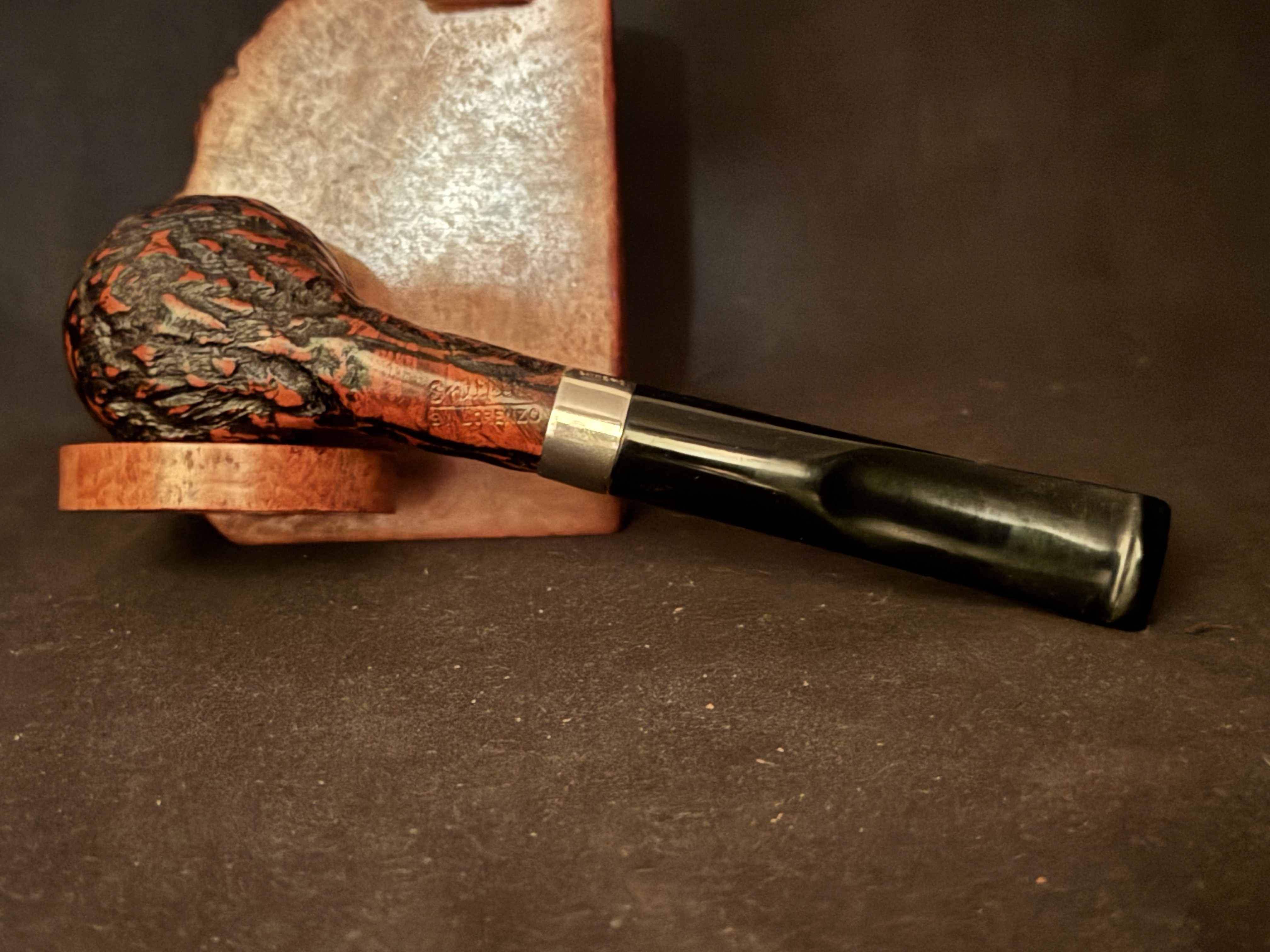 Spitfire by Lorenzo Rusticated Straight Billiard Estate Pipe with Acrylic Stem and 9mm Filter 6