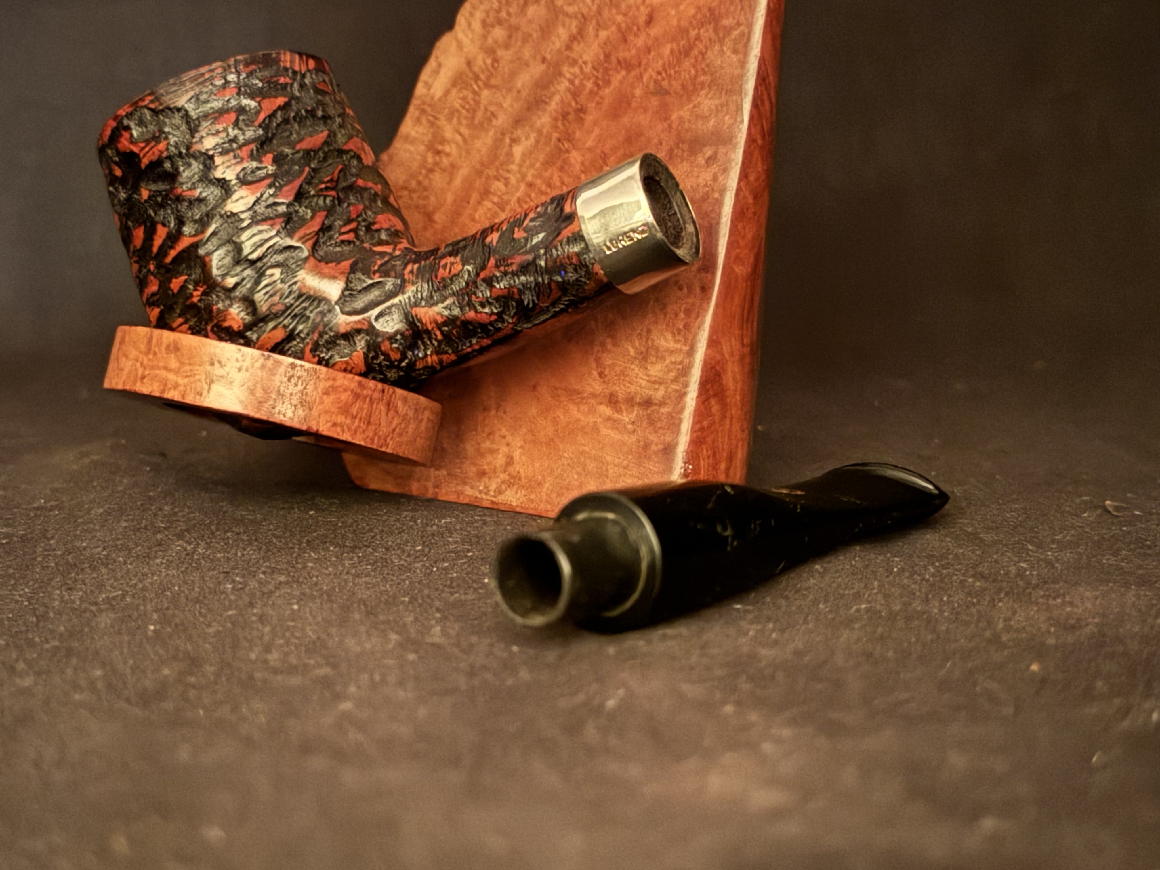Spitfire by Lorenzo Rusticated Straight Billiard Estate Pipe with Acrylic Stem and 9mm Filter 7