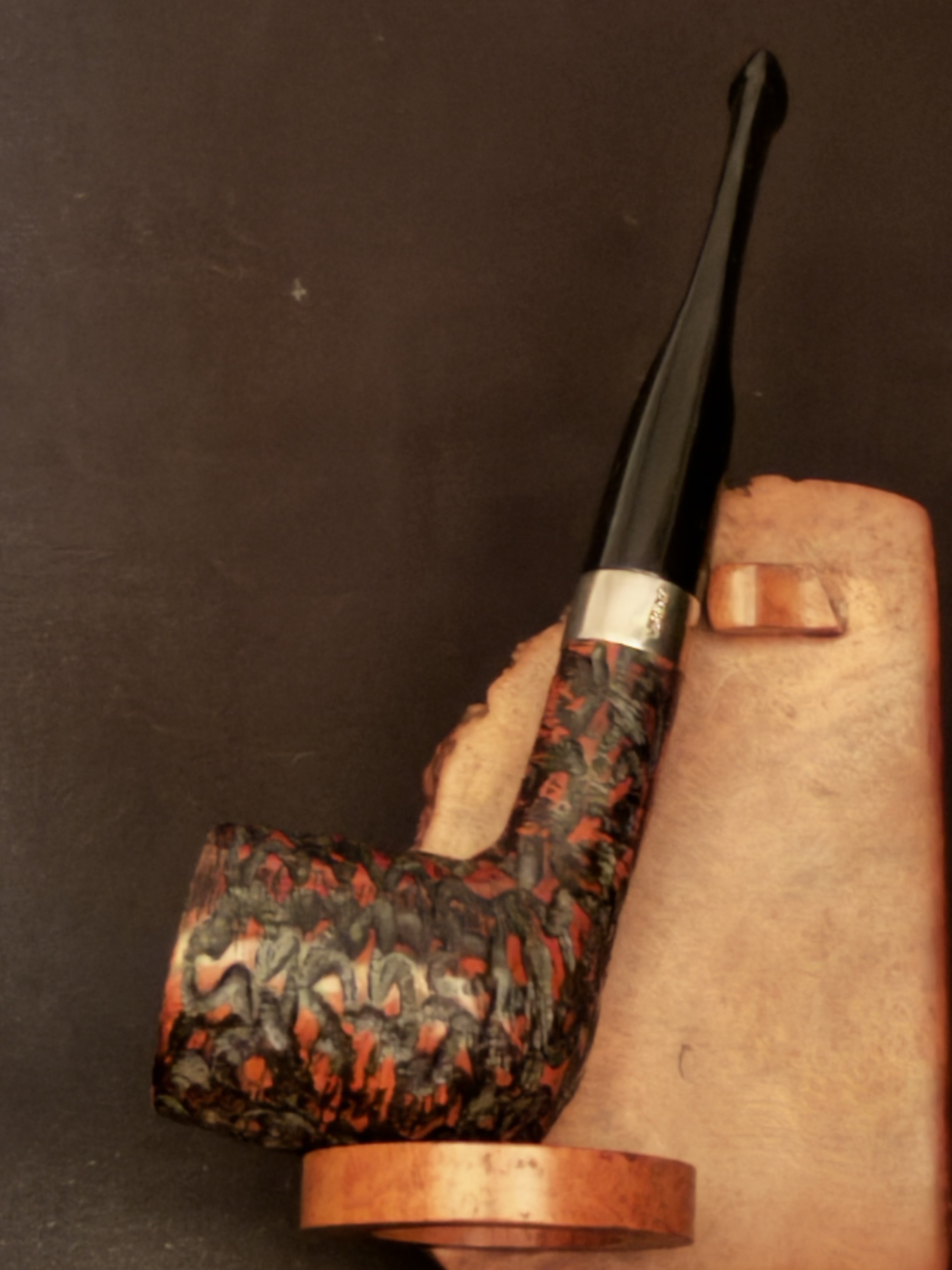 Spitfire by Lorenzo Rusticated Straight Billiard Estate Pipe with Acrylic Stem and 9mm Filter