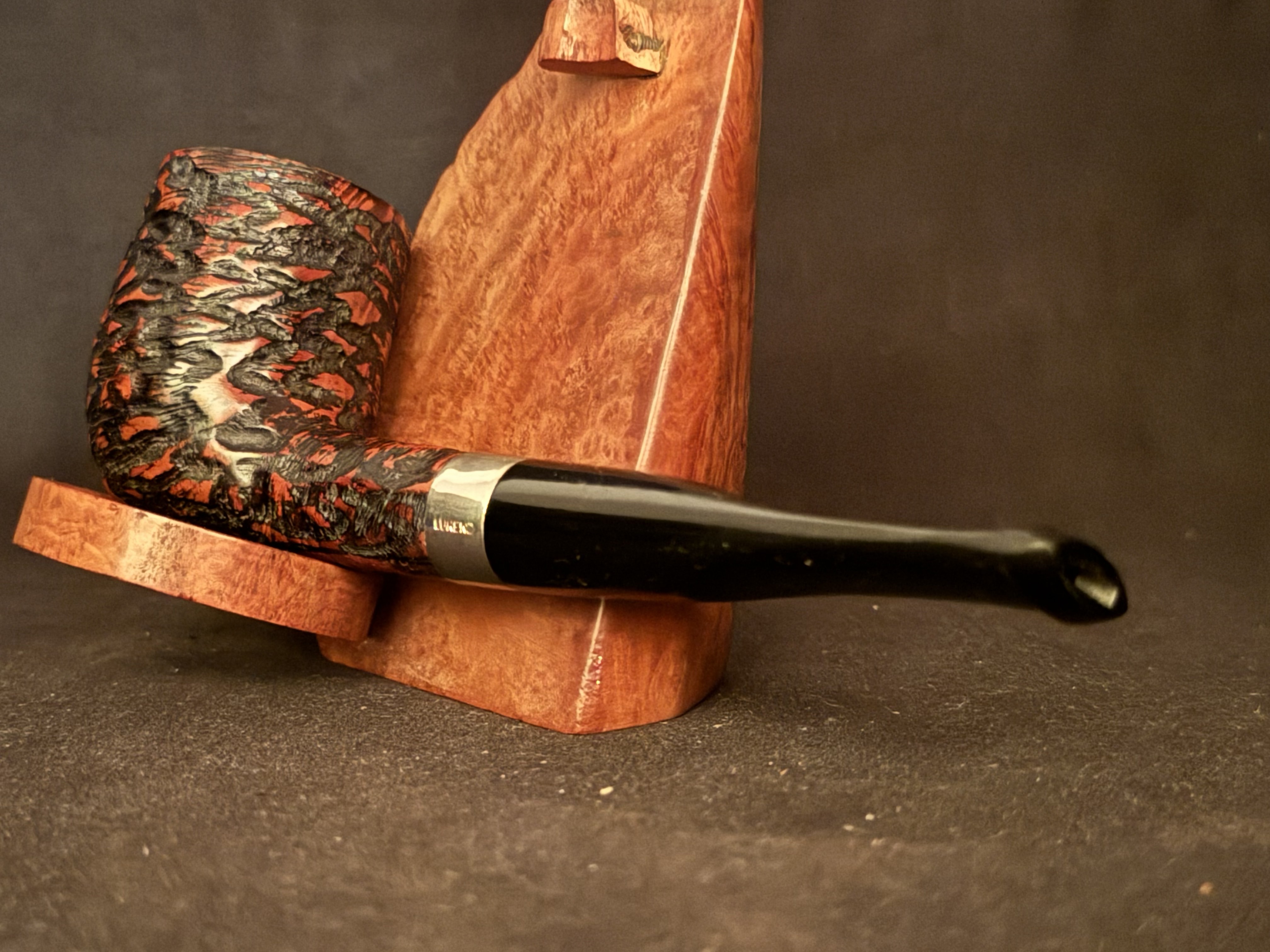 Spitfire by Lorenzo Rusticated Straight Billiard Estate Pipe with Acrylic Stem and 9mm Filter 9