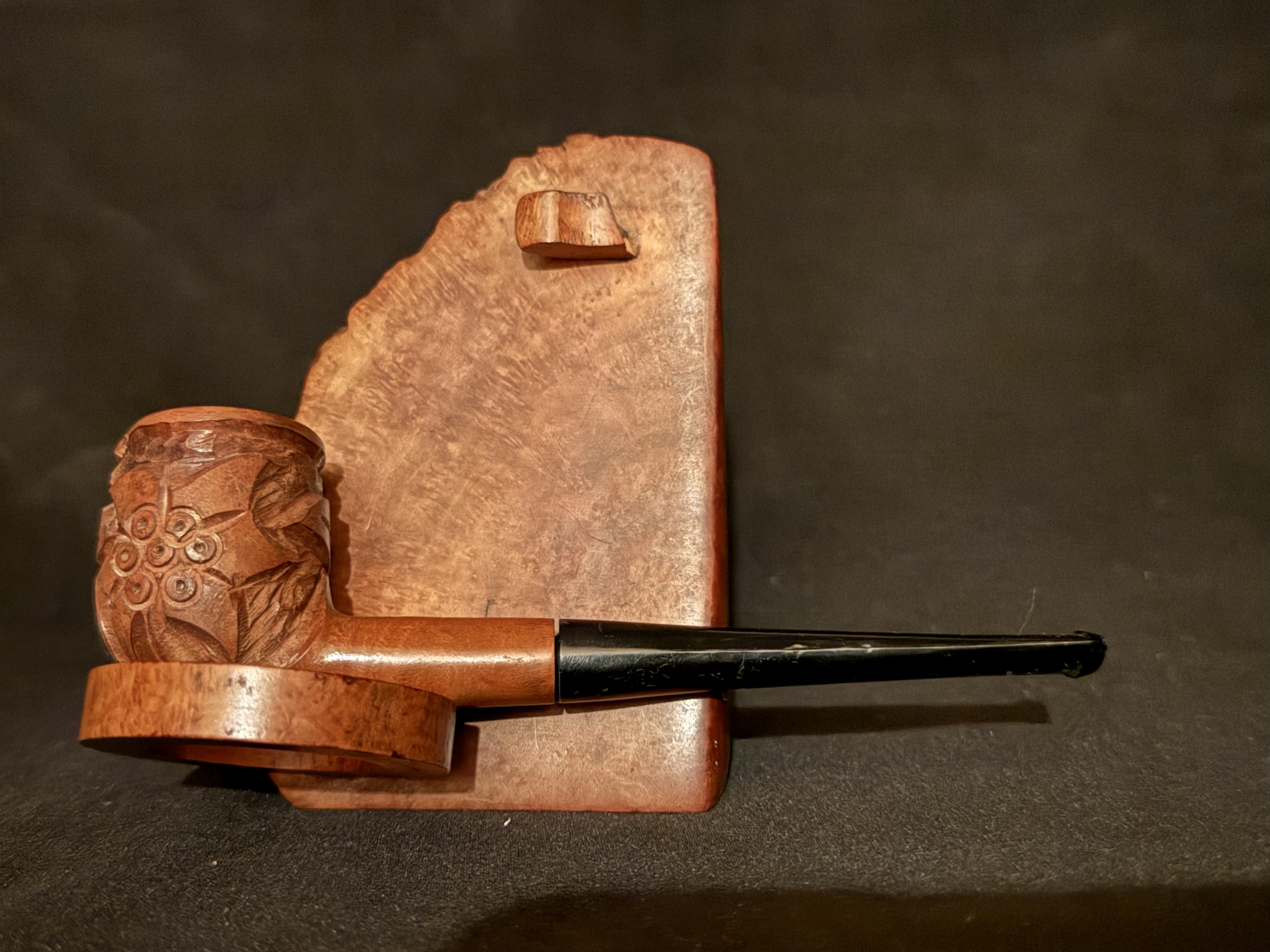 Unstamped Carved Rusticated Vest Pocket Pipe - Acrylic Stem 3