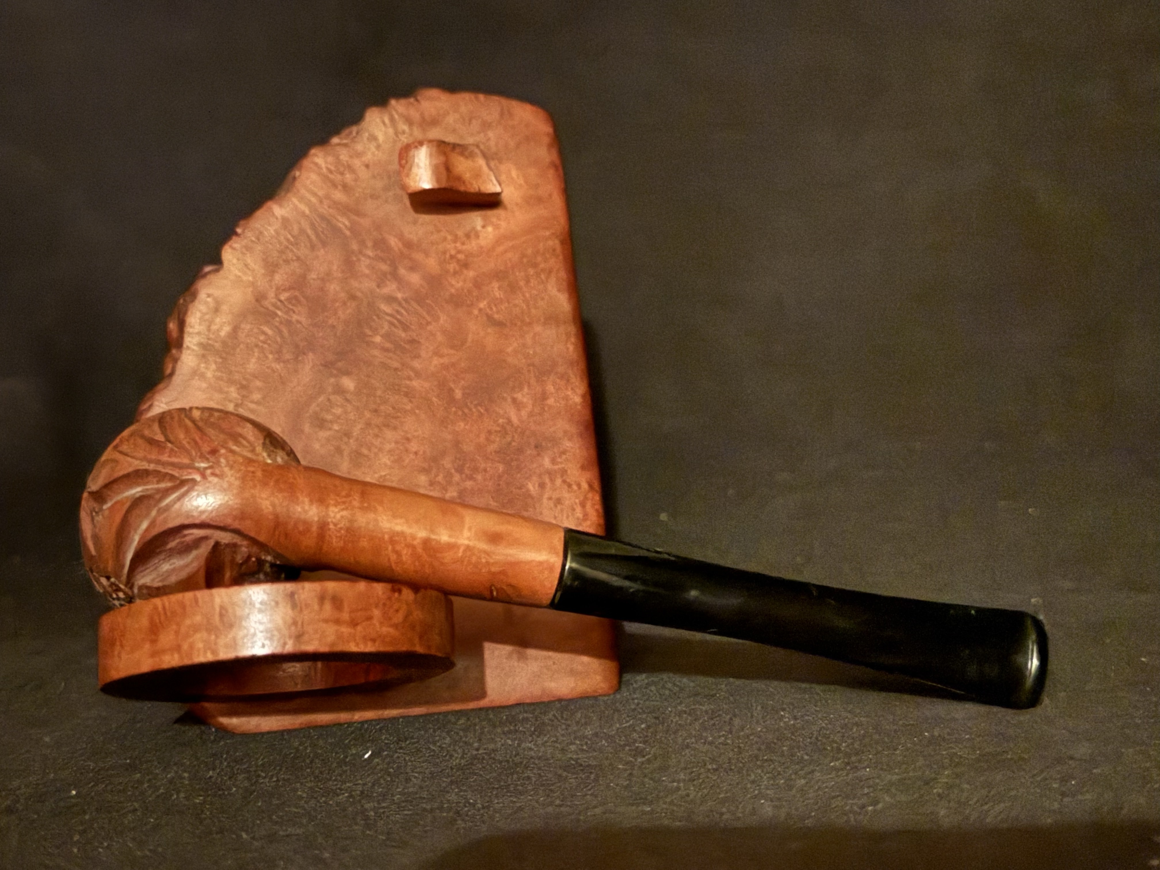 Unstamped Carved Rusticated Vest Pocket Pipe - Acrylic Stem 5