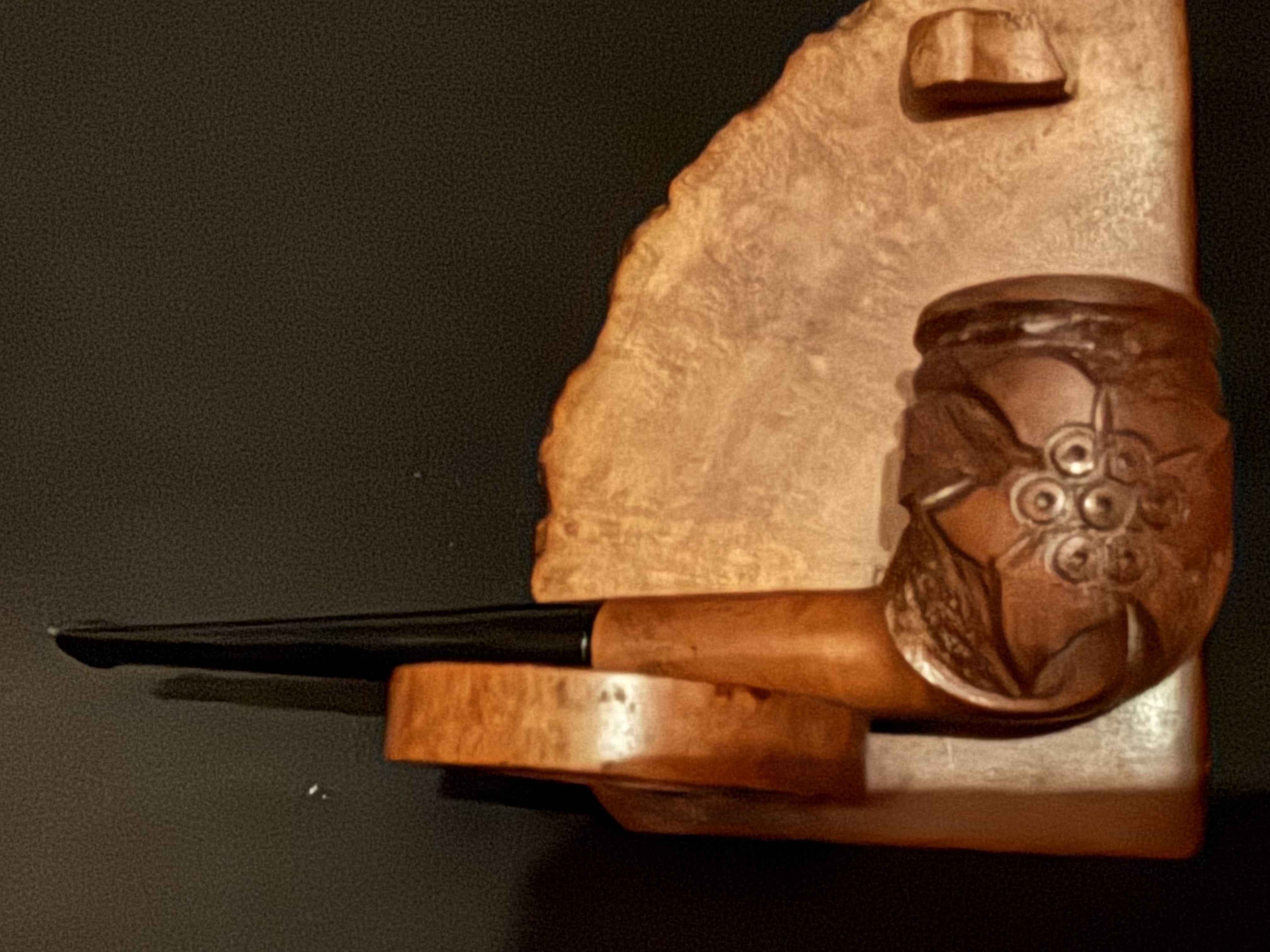 Unstamped Carved Rusticated Vest Pocket Pipe - Acrylic Stem 6