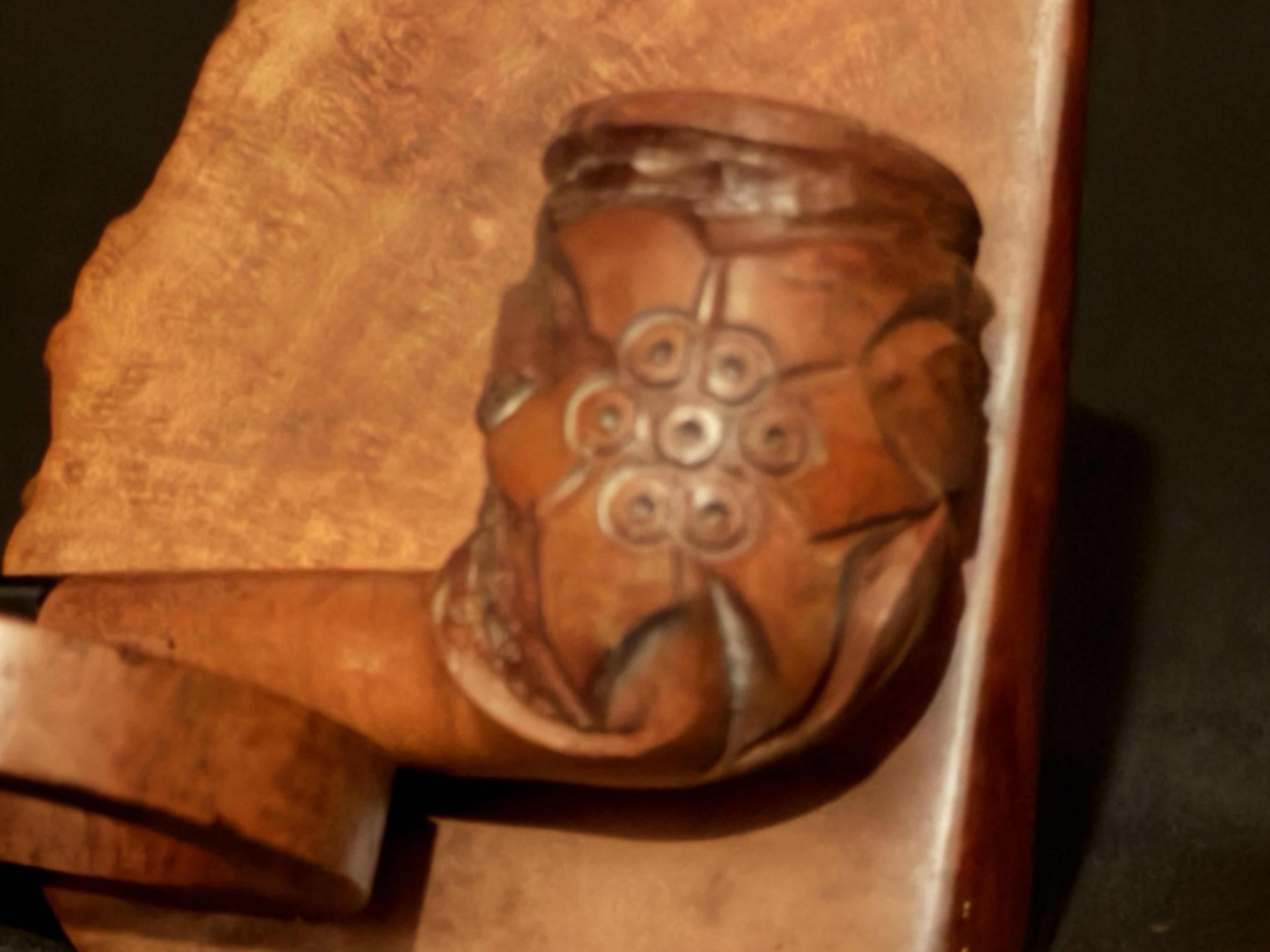 Unstamped Carved Rusticated Vest Pocket Pipe - Acrylic Stem 7
