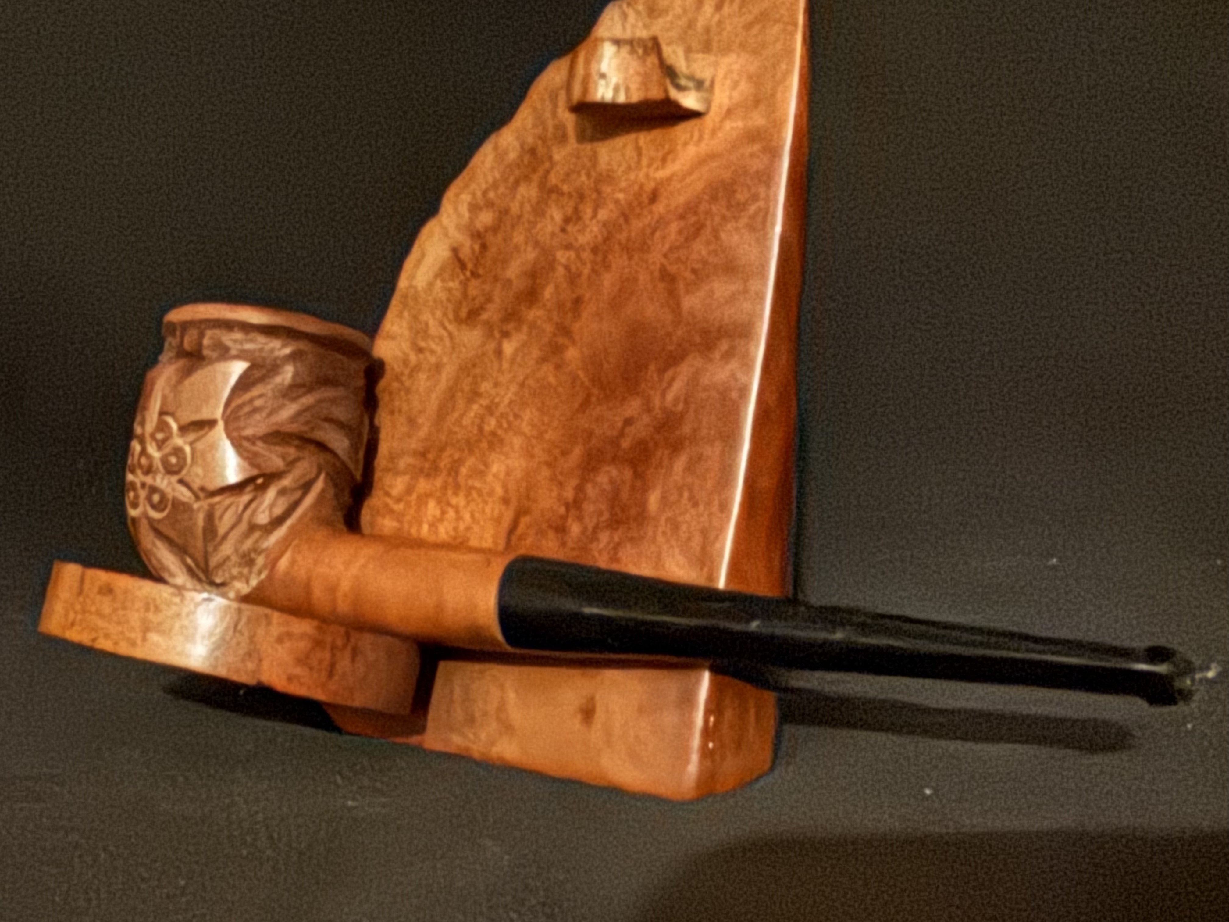 Unstamped Carved Rusticated Vest Pocket Pipe - Acrylic Stem 8