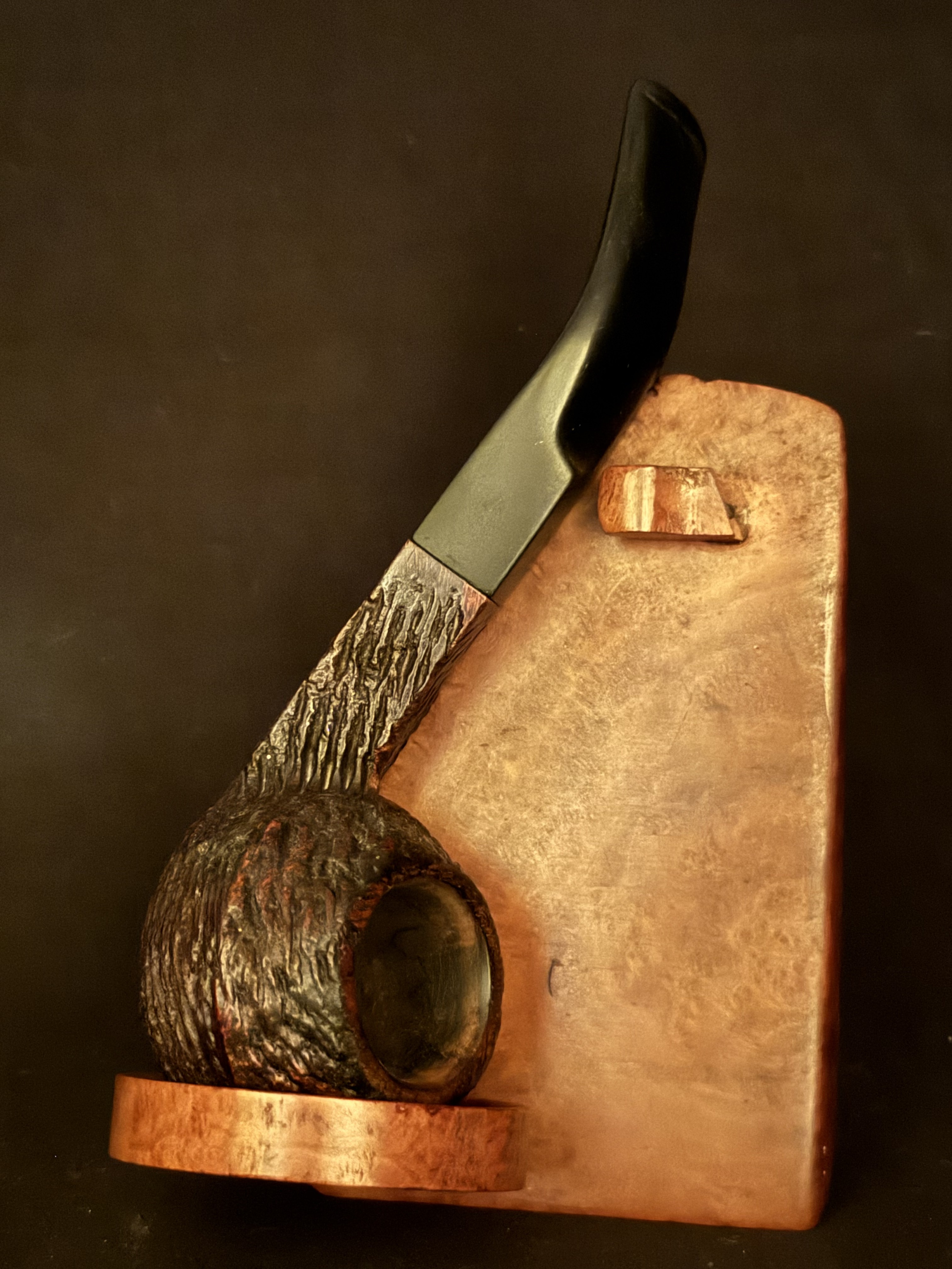 Hyde Park London Made Ruggy 409 Bent Bulldog Sandblast Rusticated Vulcanite Saddle Stem Estate Pipe 2