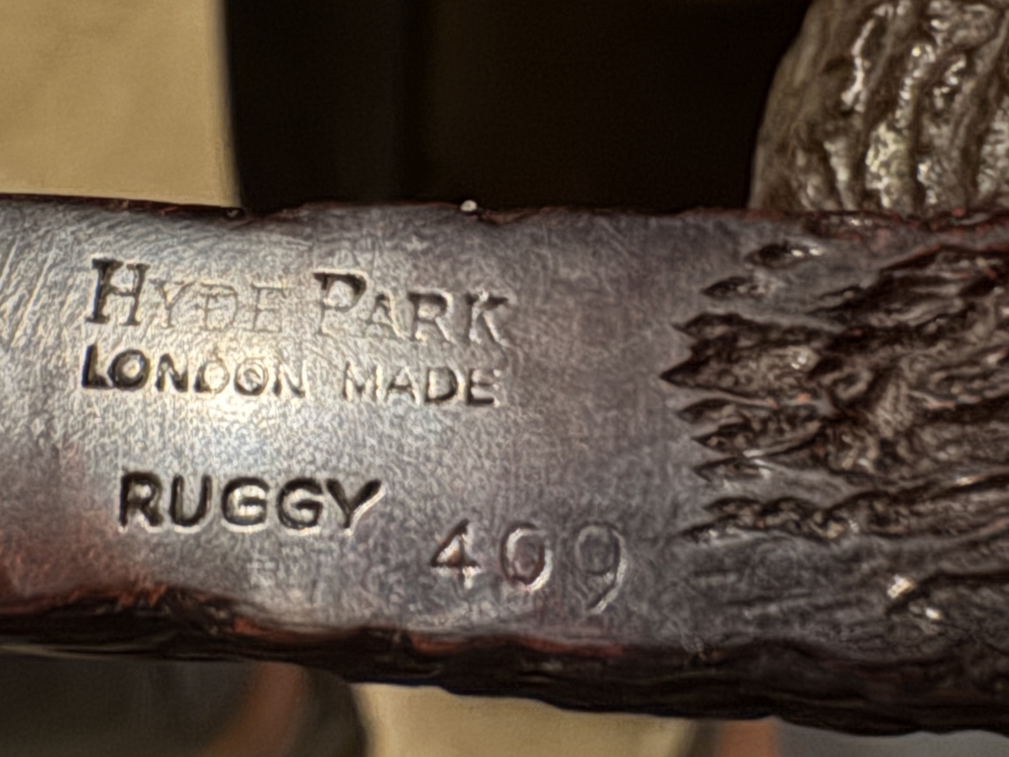 Hyde Park London Made Ruggy 409 Bent Bulldog Sandblast Rusticated Vulcanite Saddle Stem Estate Pipe 10