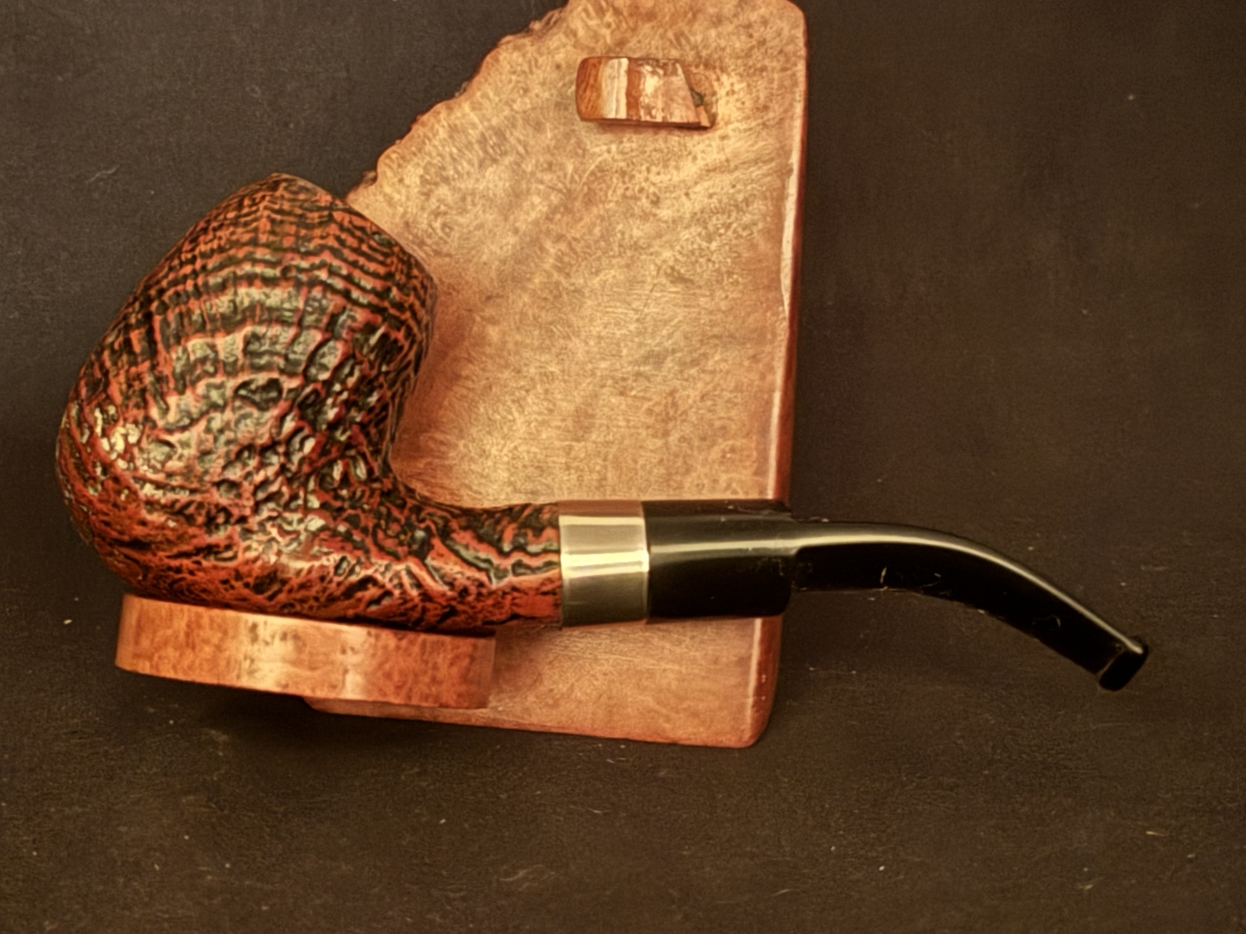 Botte 121 Sandblast Bent Egg Estate Pipe - Saddle Vulcanite Stem, Wide Oval Shank, 9mm Filter 5