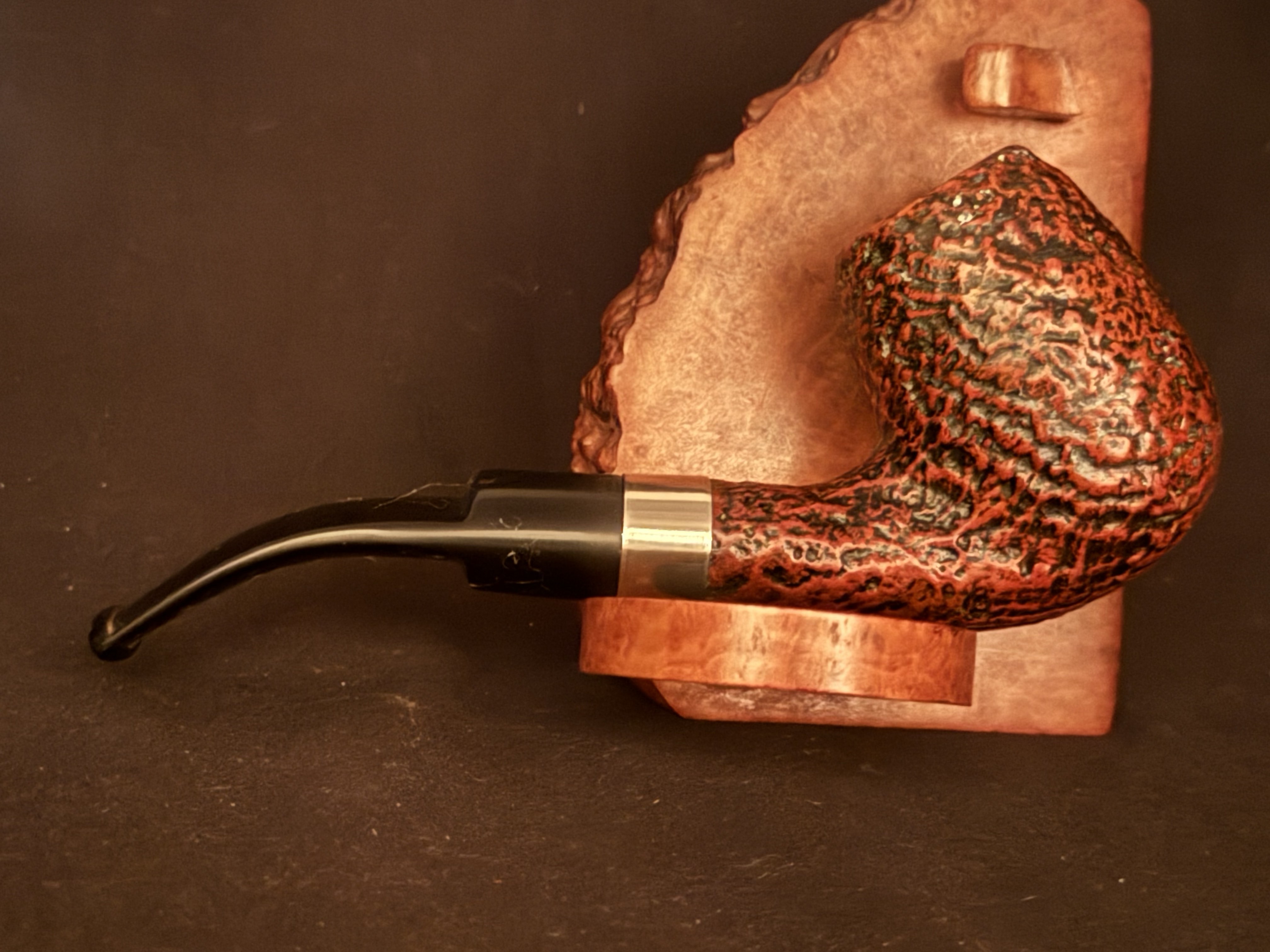 Botte 121 Sandblast Bent Egg Estate Pipe - Saddle Vulcanite Stem, Wide Oval Shank, 9mm Filter 6