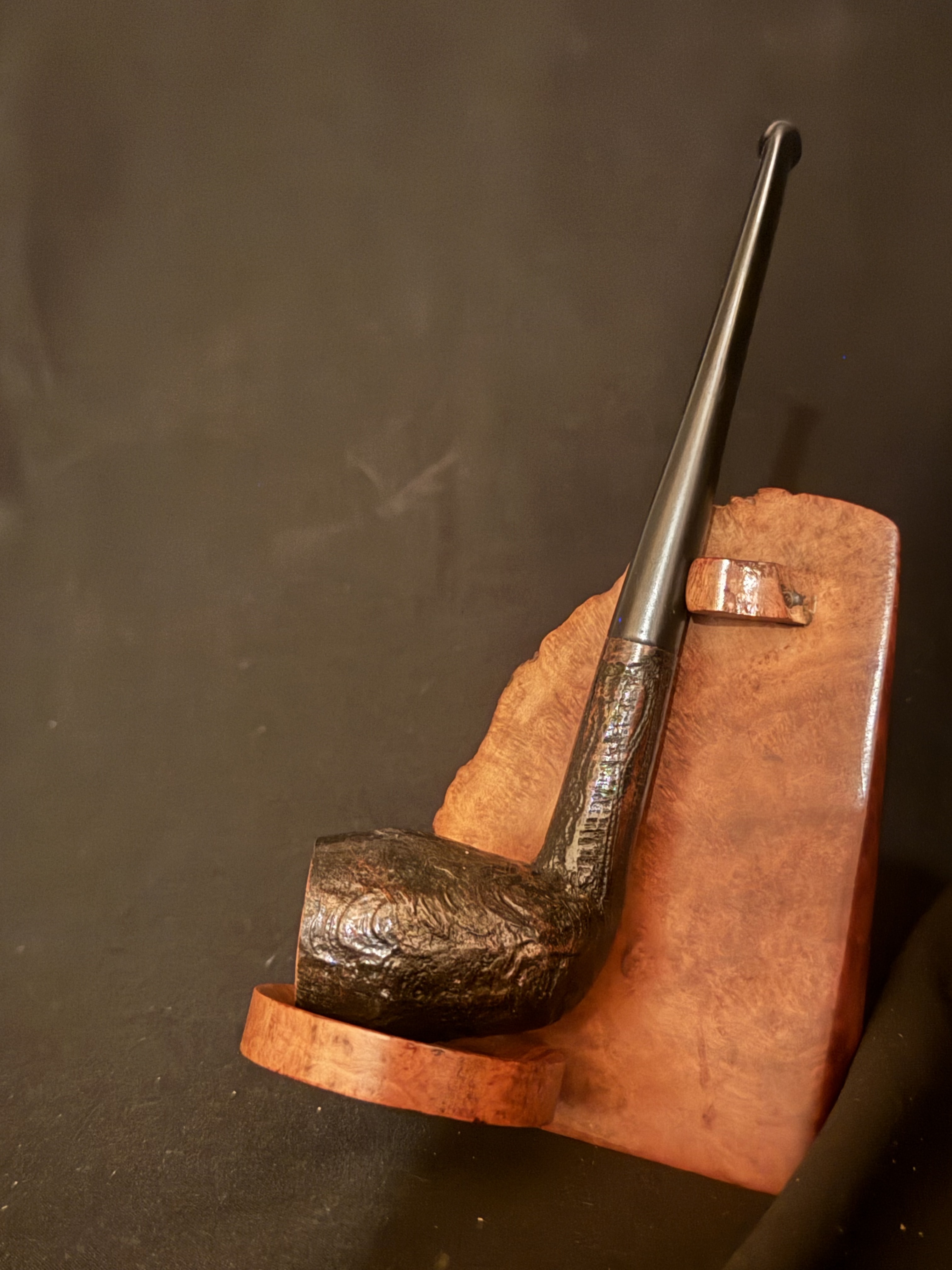 Real Briar Sandblast Straight Cutty Rhodesian Pipe, Vulcanite Fishtail Stem
