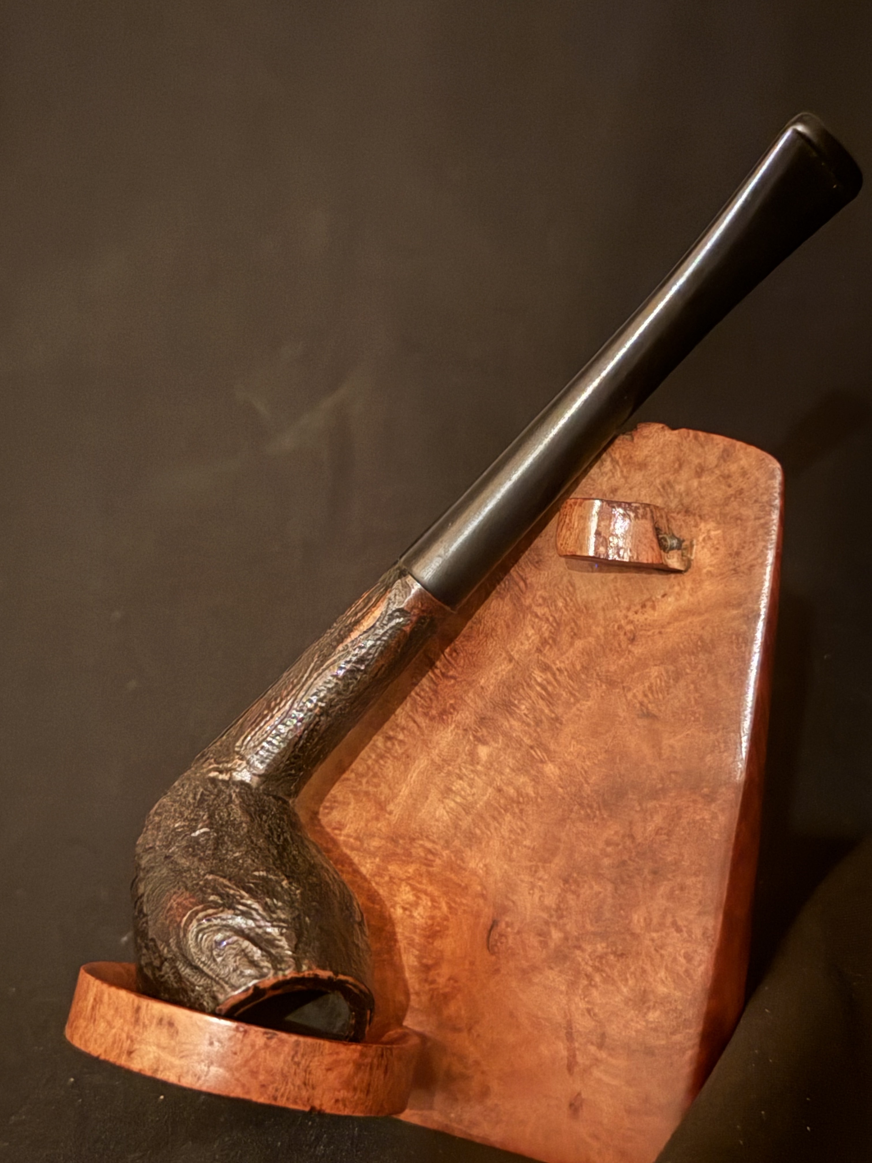 Real Briar Sandblast Straight Cutty Rhodesian Pipe, Vulcanite Fishtail Stem 2