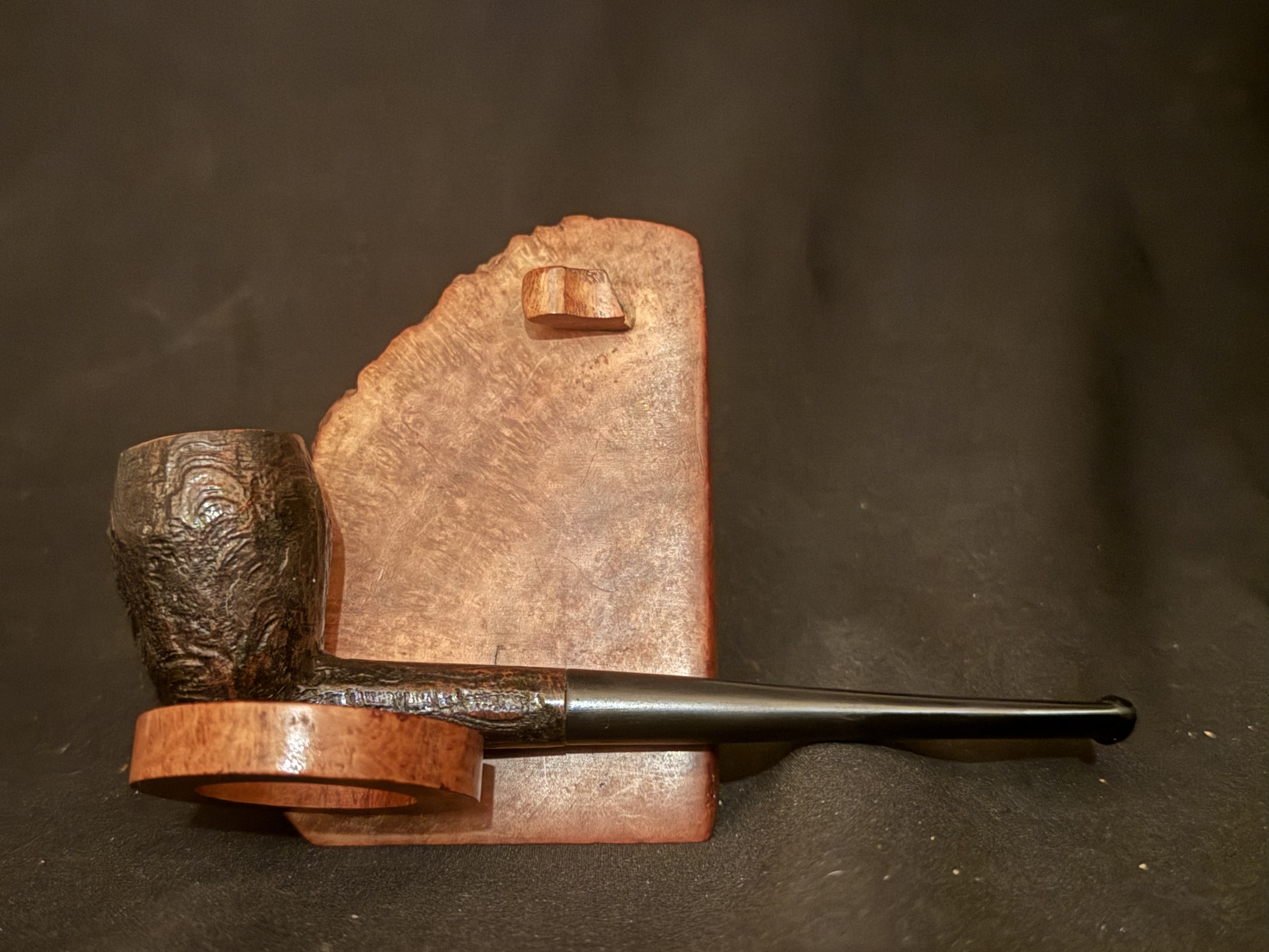 Real Briar Sandblast Straight Cutty Rhodesian Pipe, Vulcanite Fishtail Stem 3