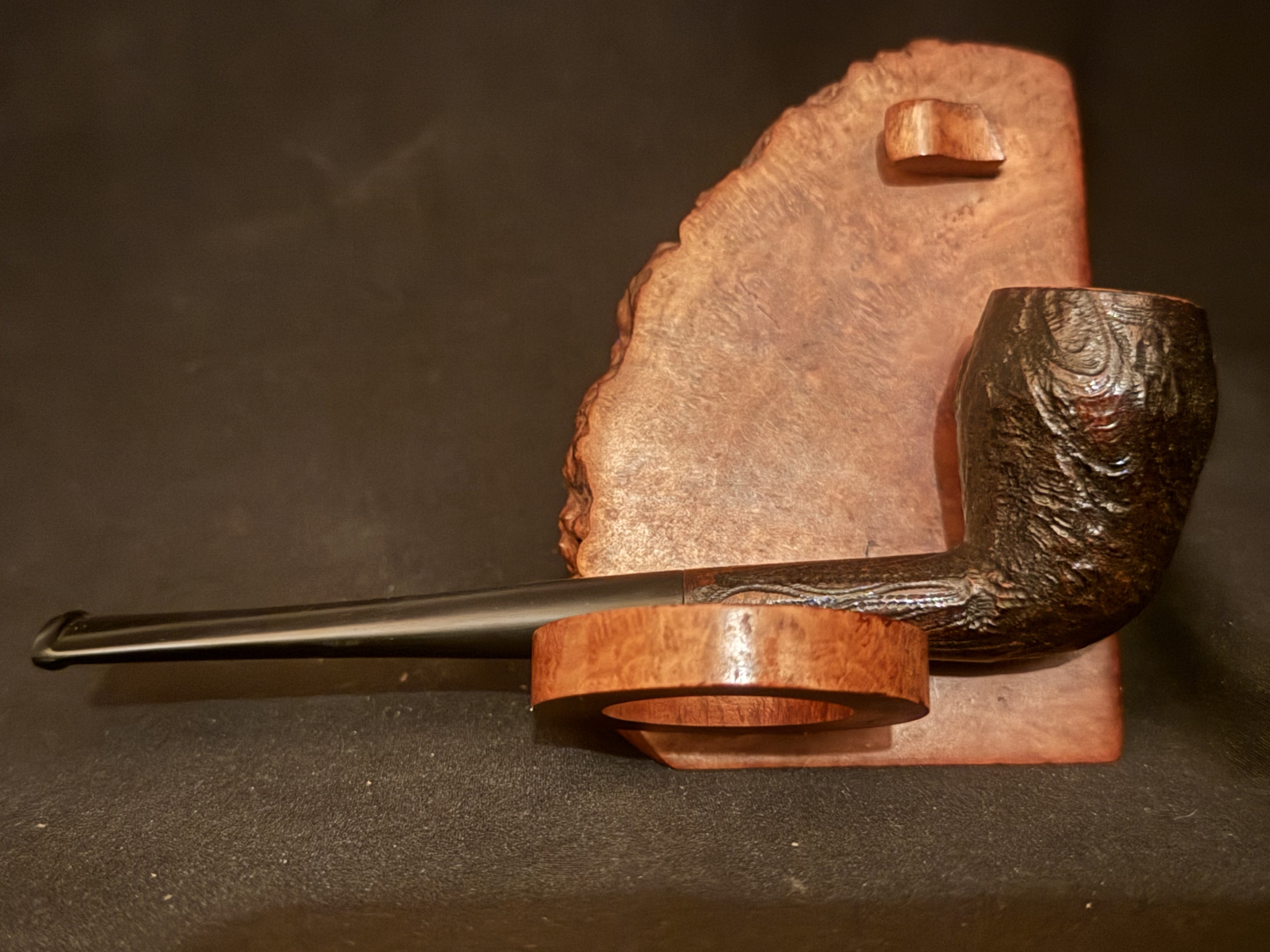 Real Briar Sandblast Straight Cutty Rhodesian Pipe, Vulcanite Fishtail Stem 4