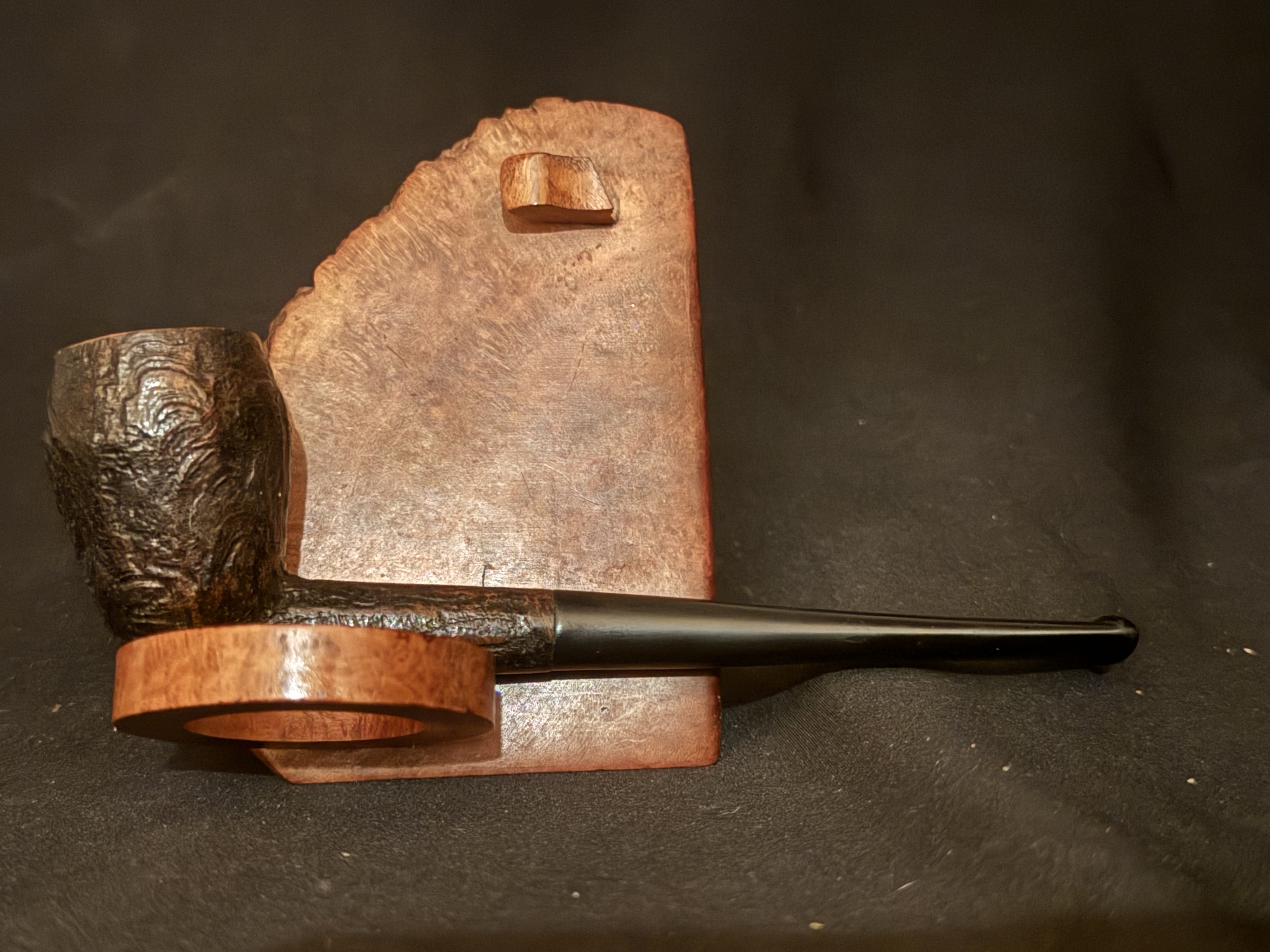 Real Briar Sandblast Straight Cutty Rhodesian Pipe, Vulcanite Fishtail Stem 5