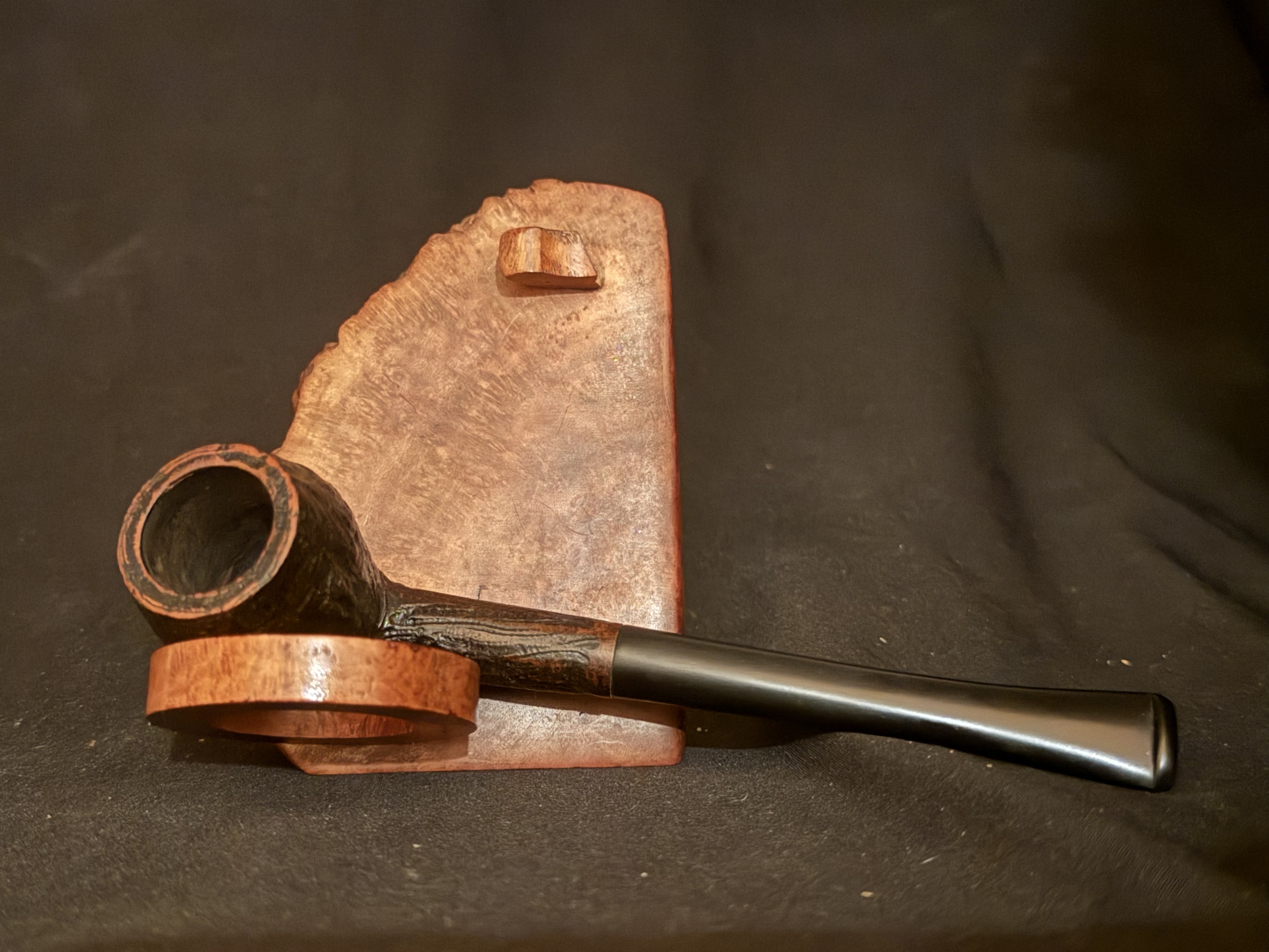 Real Briar Sandblast Straight Cutty Rhodesian Pipe, Vulcanite Fishtail Stem 7