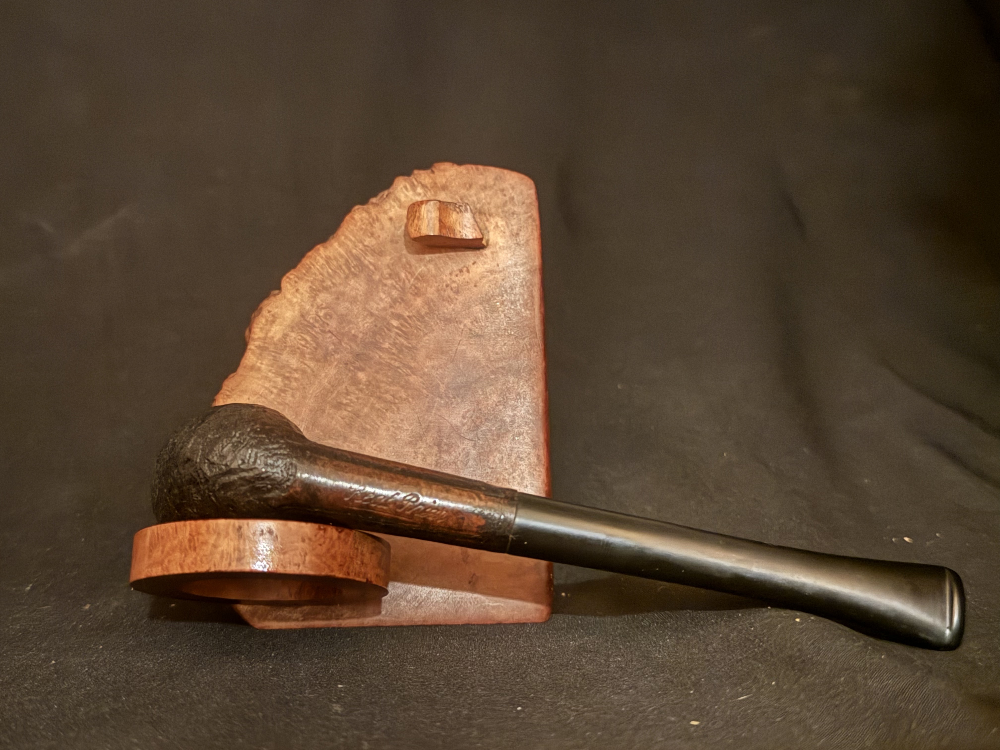 Real Briar Sandblast Straight Cutty Rhodesian Pipe, Vulcanite Fishtail Stem 8