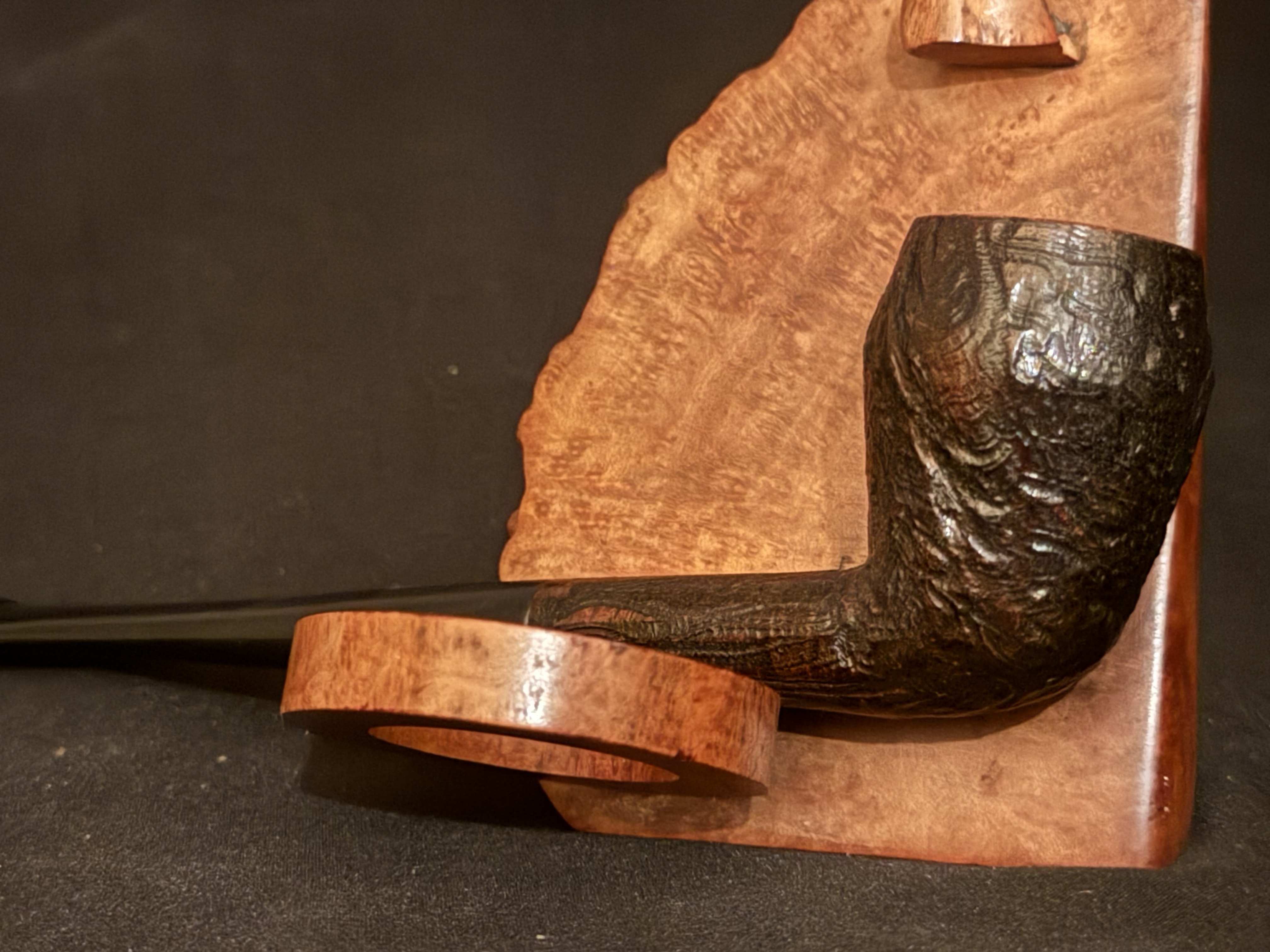 Real Briar Sandblast Straight Cutty Rhodesian Pipe, Vulcanite Fishtail Stem 9