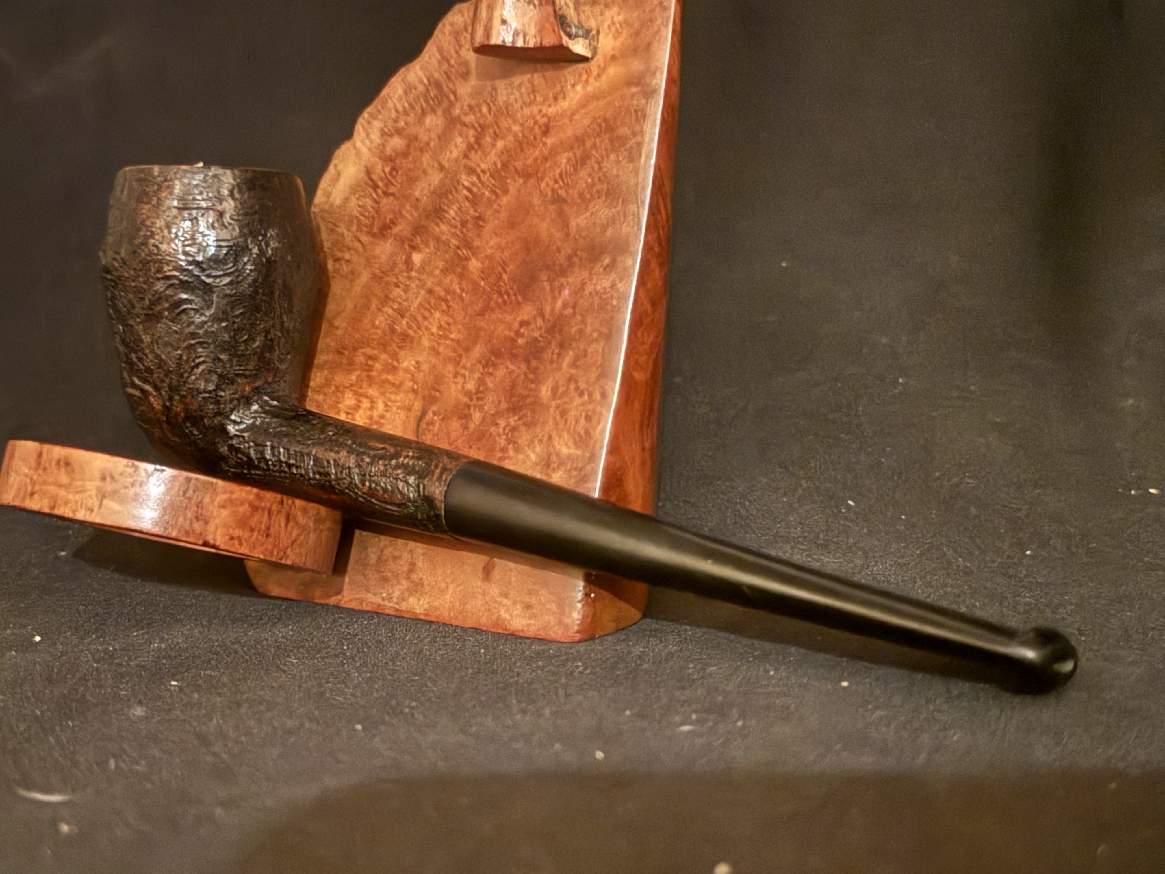 Real Briar Sandblast Straight Cutty Rhodesian Pipe, Vulcanite Fishtail Stem 10