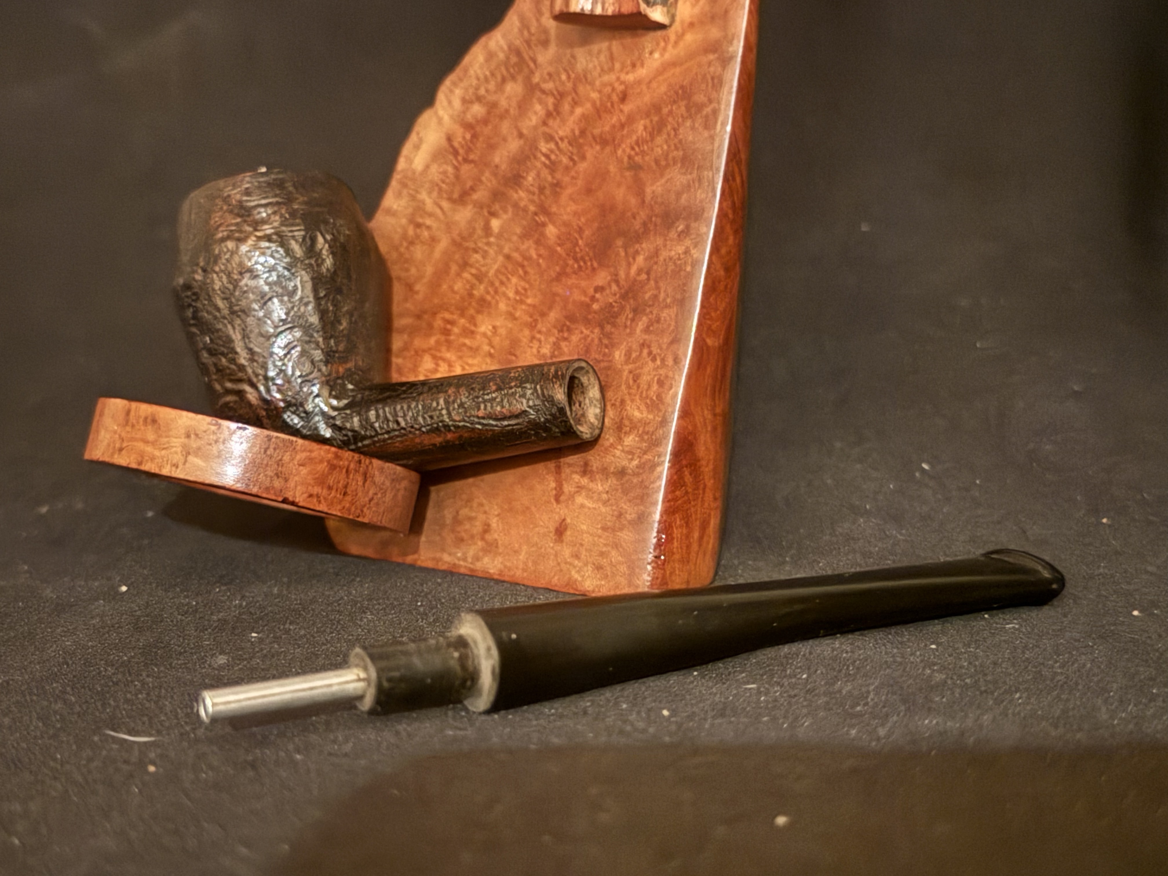 Real Briar Sandblast Straight Cutty Rhodesian Pipe, Vulcanite Fishtail Stem 11