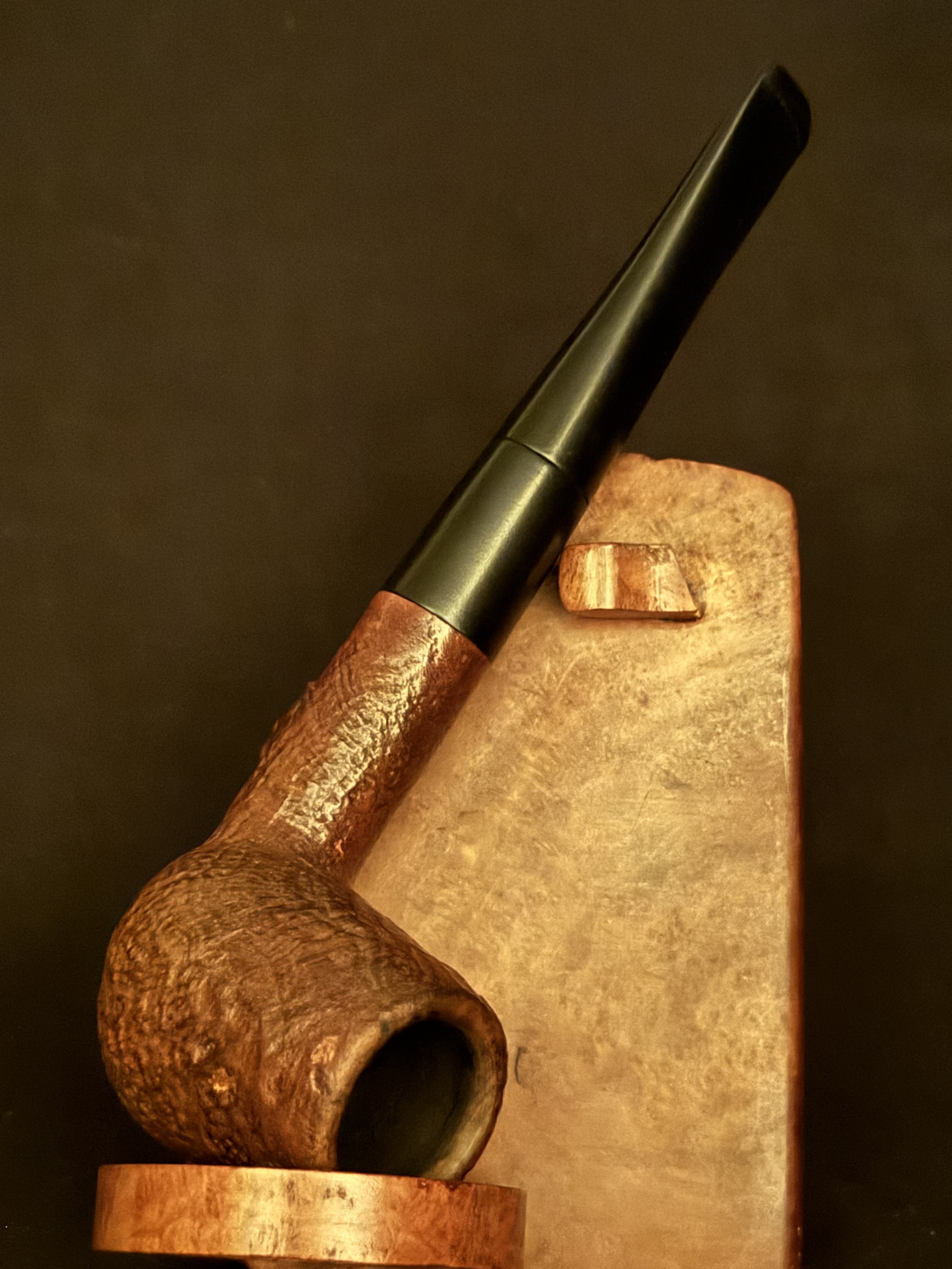 Denicotea Supreme Bruyere 0866 Sandblast Billiard Estate Pipe - Vulcanite Tapered Stem, 9mm Filter 2