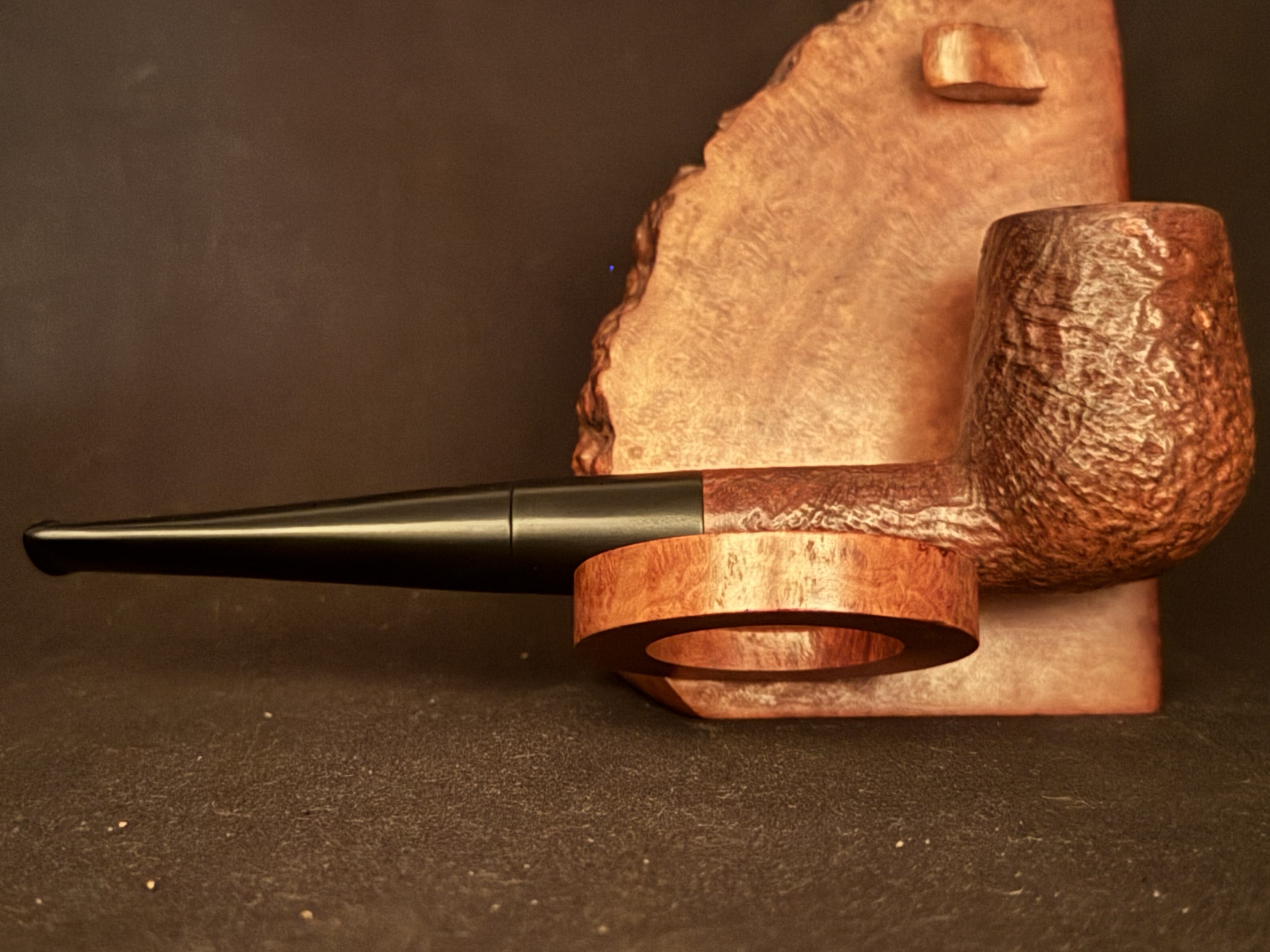 Denicotea Supreme Bruyere 0866 Sandblast Billiard Estate Pipe - Vulcanite Tapered Stem, 9mm Filter 5