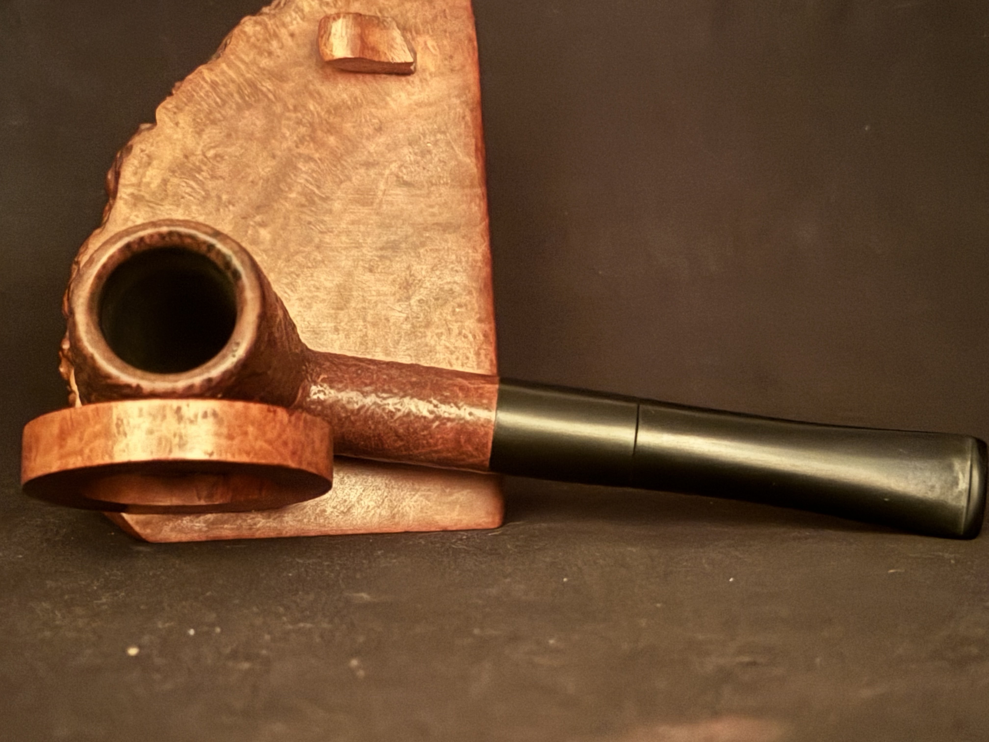 Denicotea Supreme Bruyere 0866 Sandblast Billiard Estate Pipe - Vulcanite Tapered Stem, 9mm Filter 6