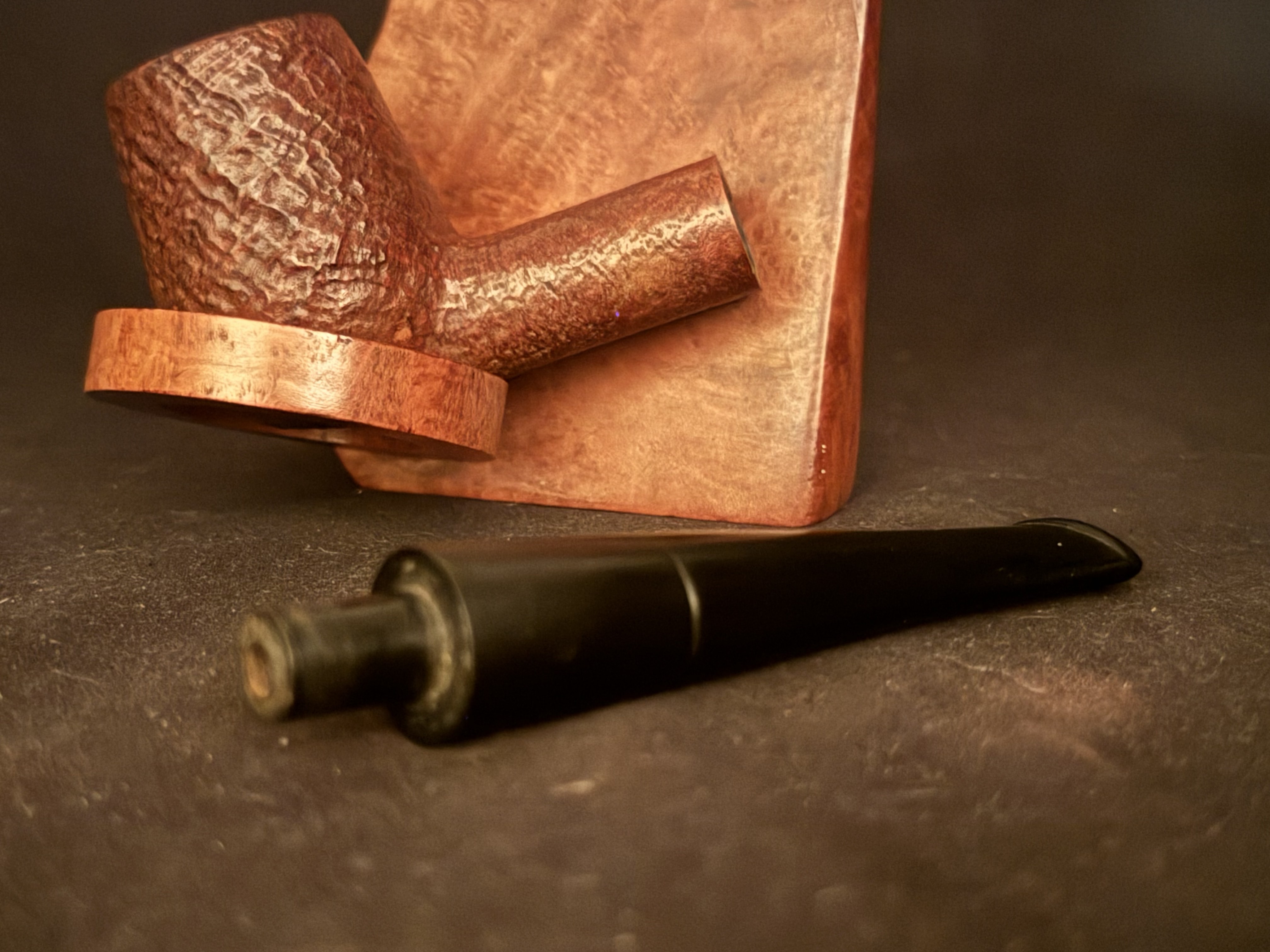 Denicotea Supreme Bruyere 0866 Sandblast Billiard Estate Pipe - Vulcanite Tapered Stem, 9mm Filter 11