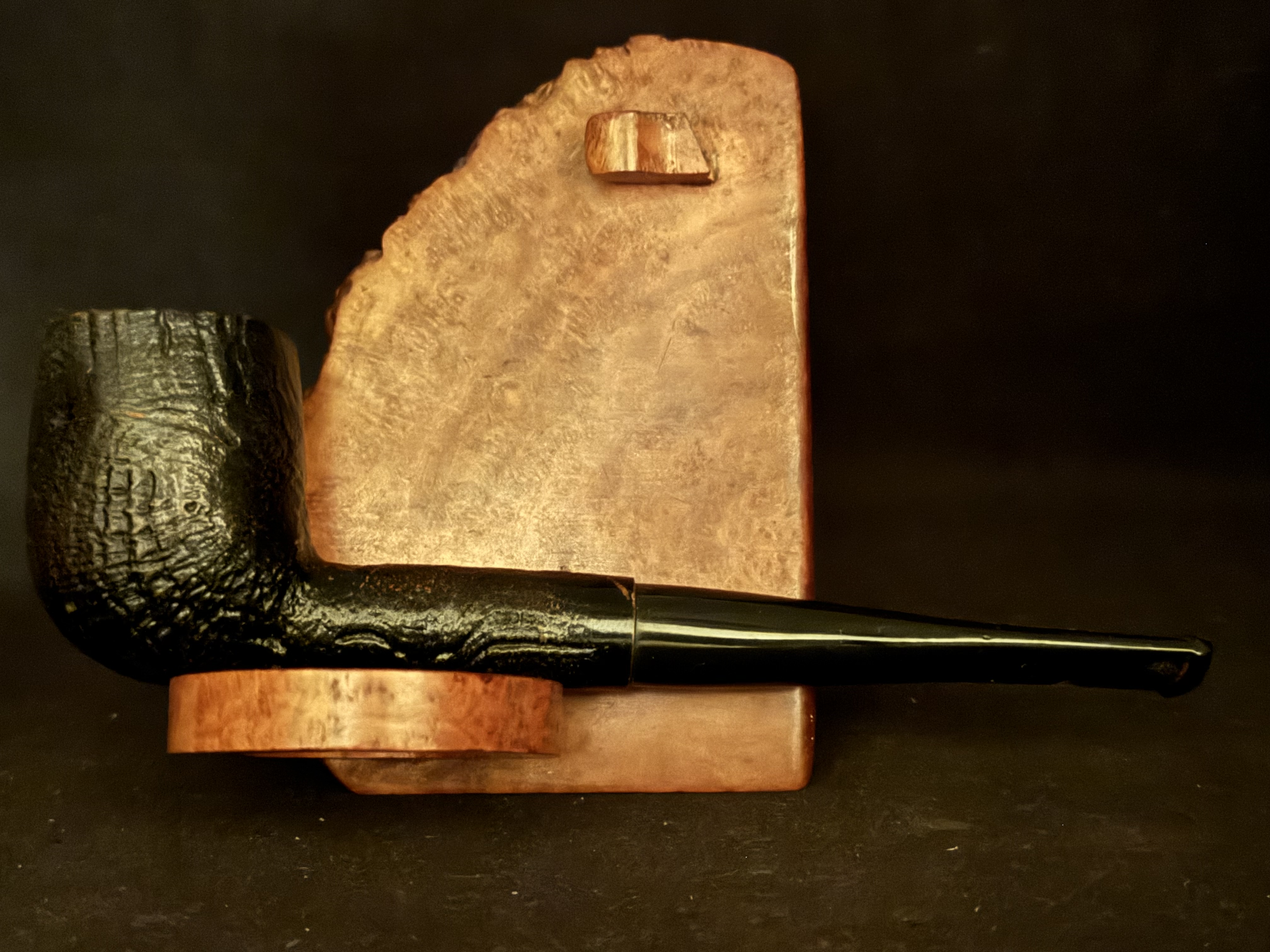 Genuine Briar Stamped Sandblast Straight Billiard Estate Pipe with Acrylic Tapered Stem and Fishtail Bit 3