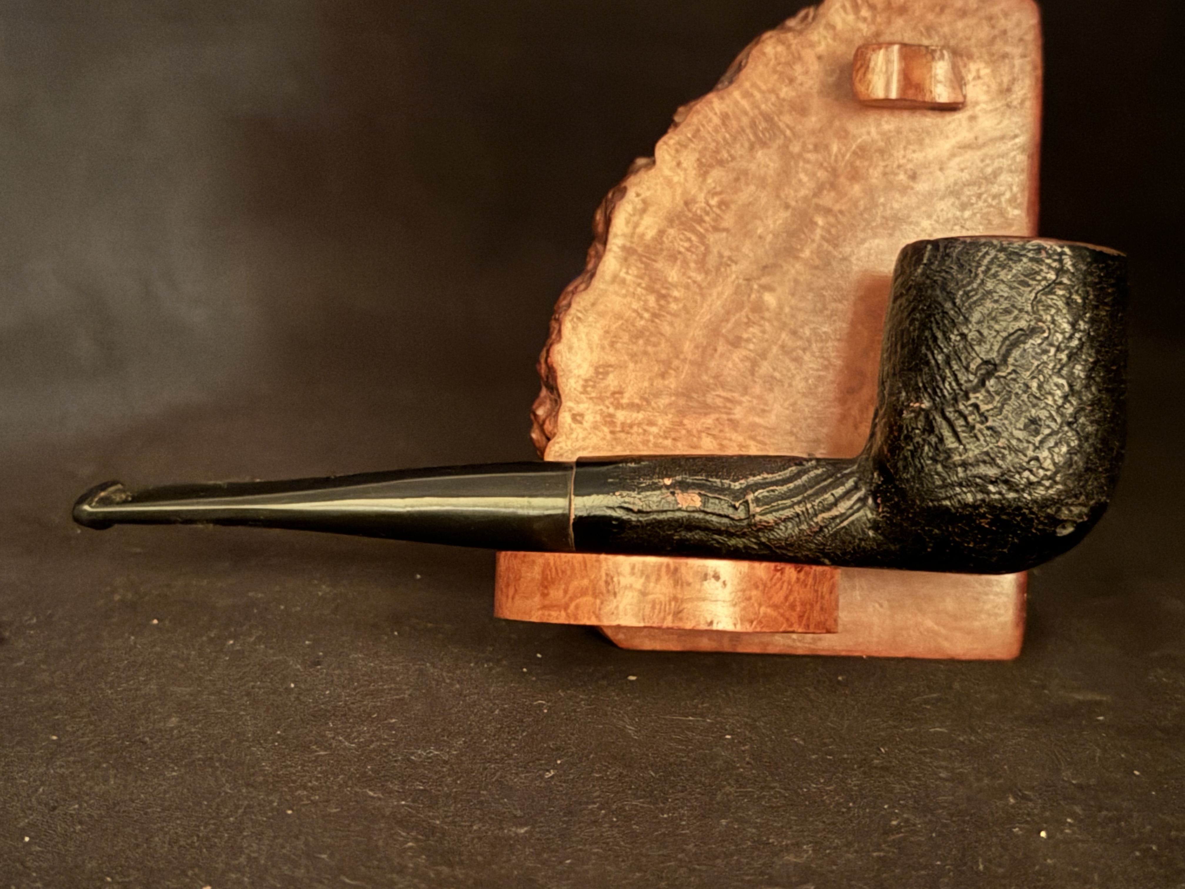 Genuine Briar Stamped Sandblast Straight Billiard Estate Pipe with Acrylic Tapered Stem and Fishtail Bit 4
