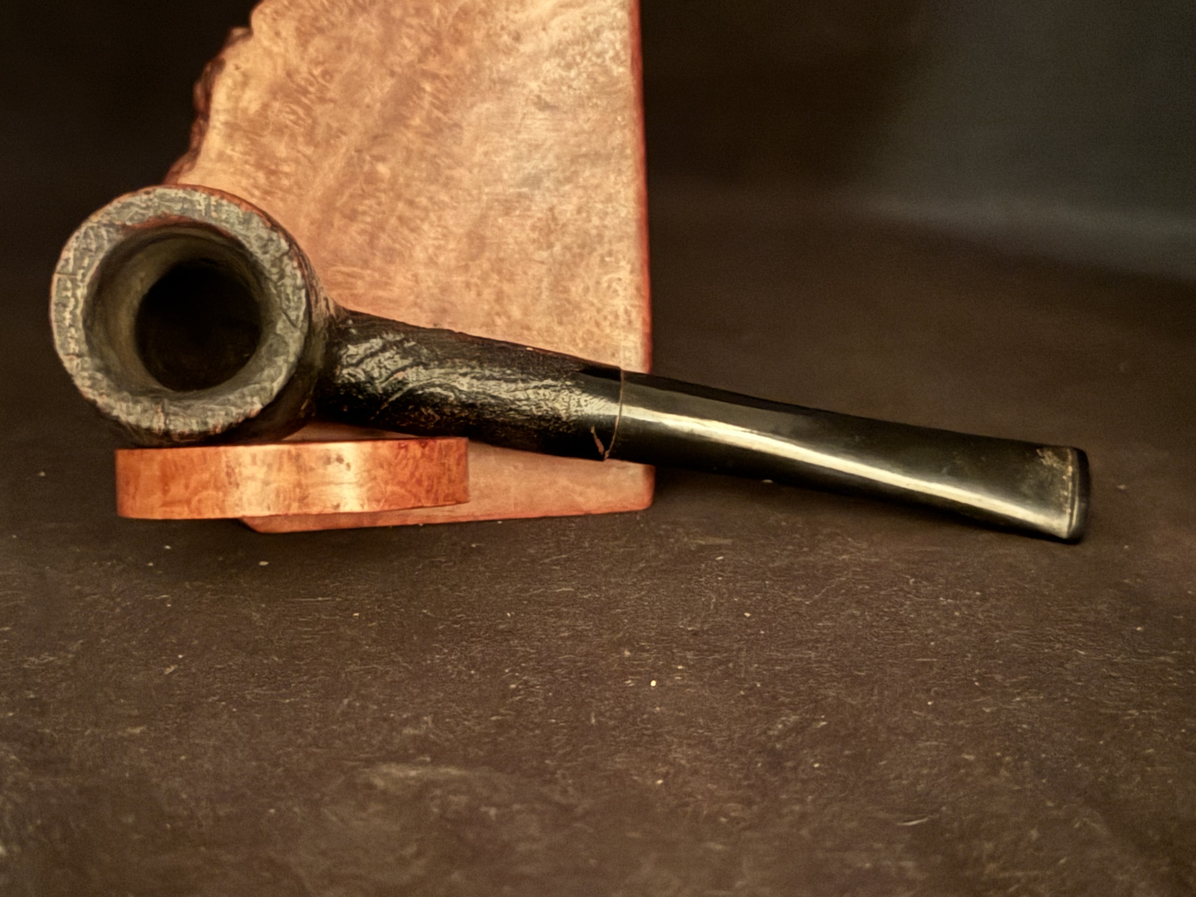 Genuine Briar Stamped Sandblast Straight Billiard Estate Pipe with Acrylic Tapered Stem and Fishtail Bit 5