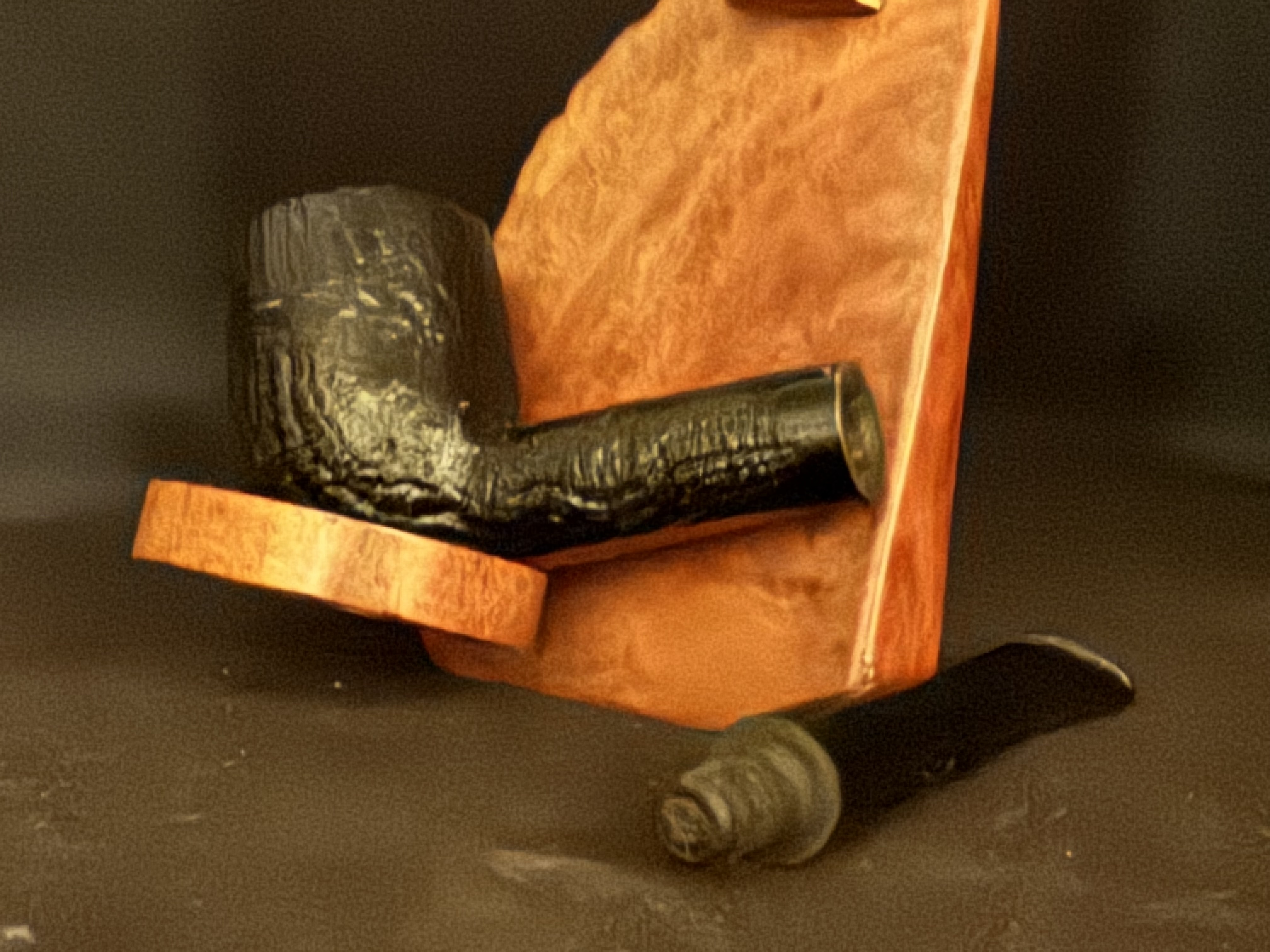 Genuine Briar Stamped Sandblast Straight Billiard Estate Pipe with Acrylic Tapered Stem and Fishtail Bit 7