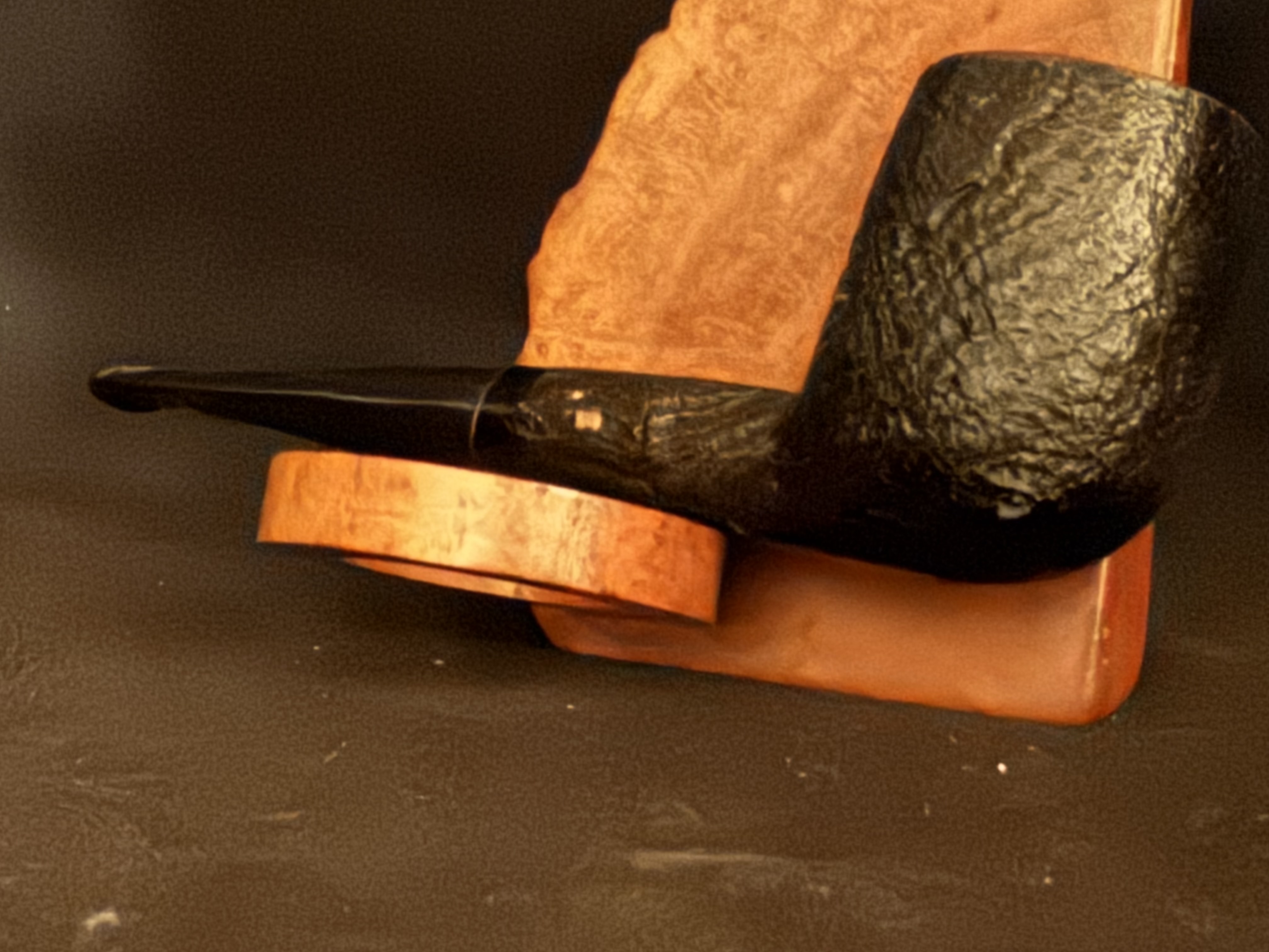 Genuine Briar Stamped Sandblast Straight Billiard Estate Pipe with Acrylic Tapered Stem and Fishtail Bit 8
