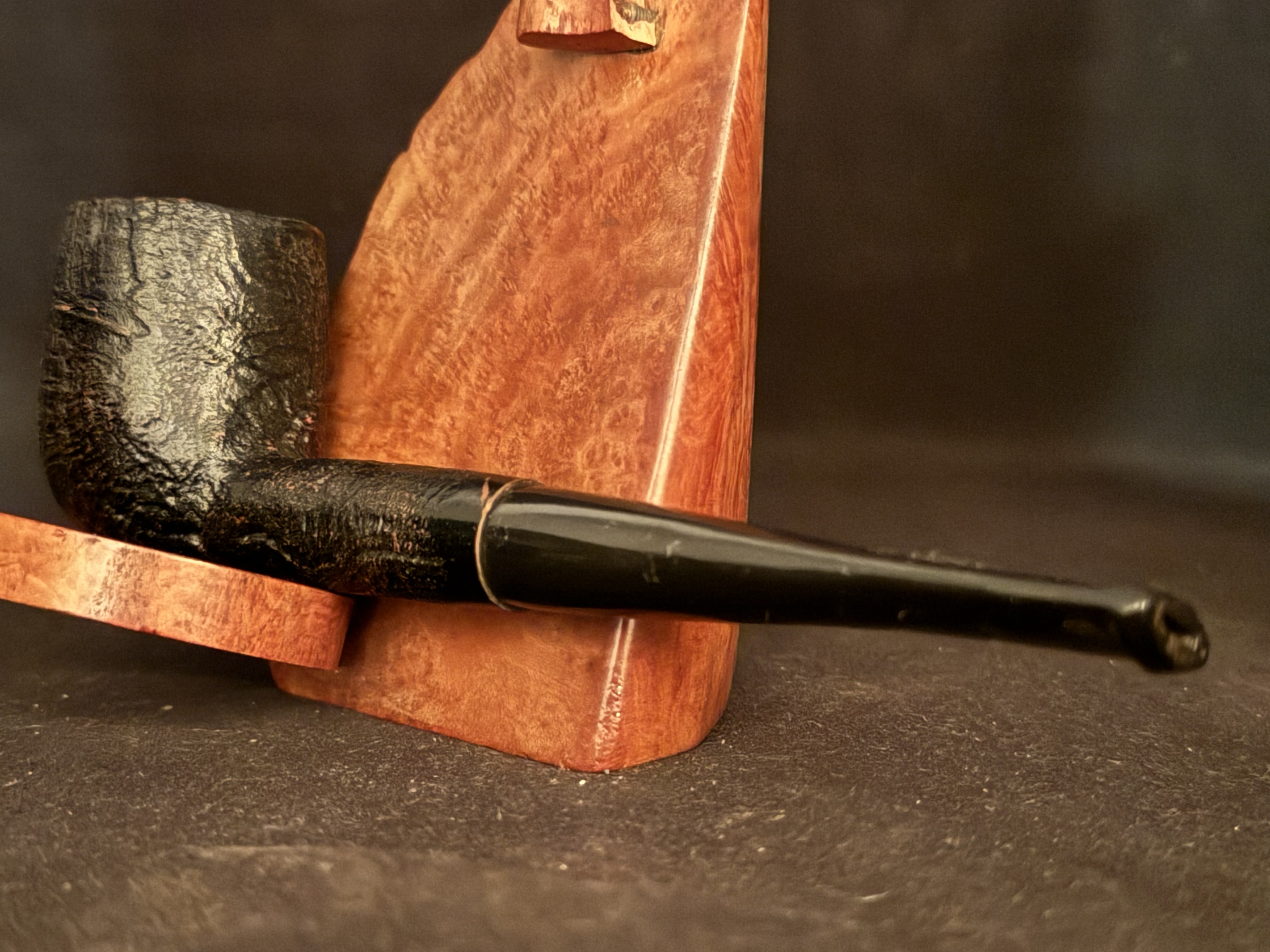 Genuine Briar Stamped Sandblast Straight Billiard Estate Pipe with Acrylic Tapered Stem and Fishtail Bit 9