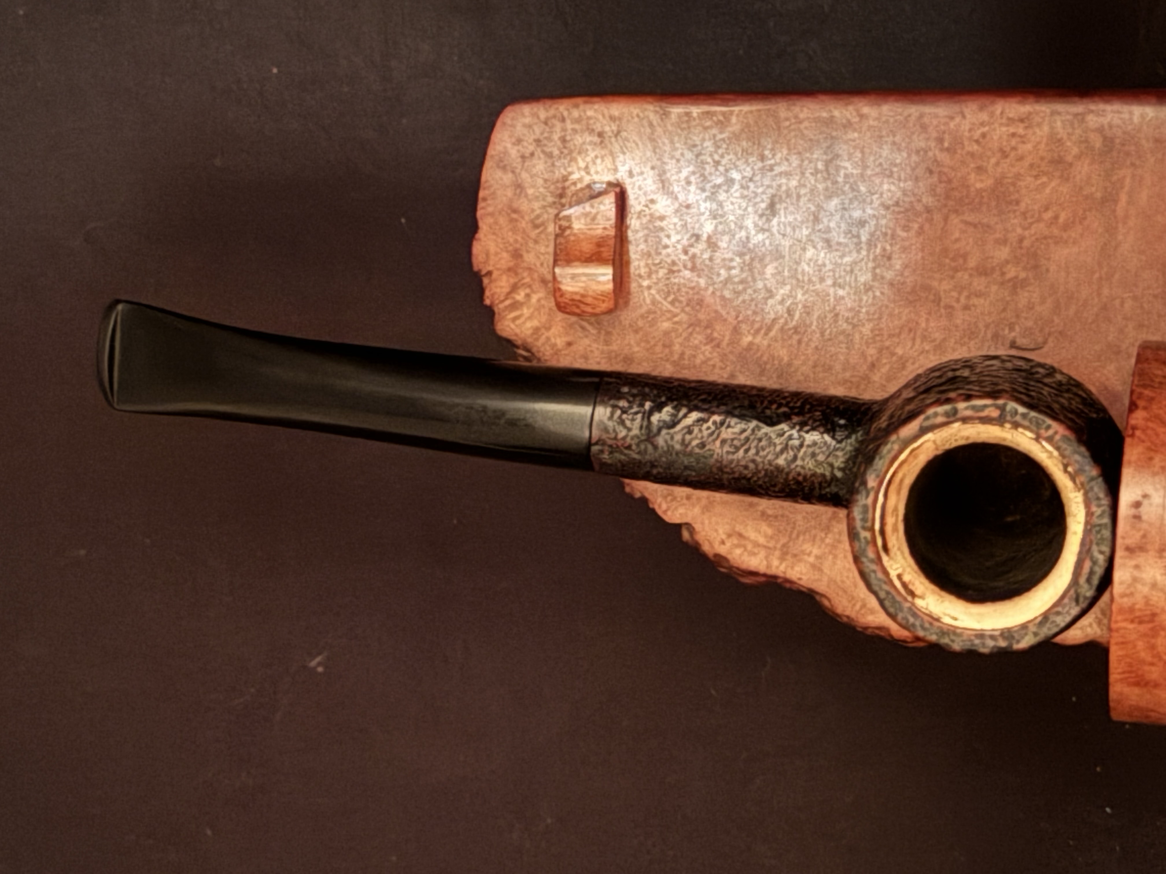 Matadoz Bruyere Straight Billiard Sandblast Meerschaum Bowl Insert Vulcanite Tapered Stem Estate Pipe 2