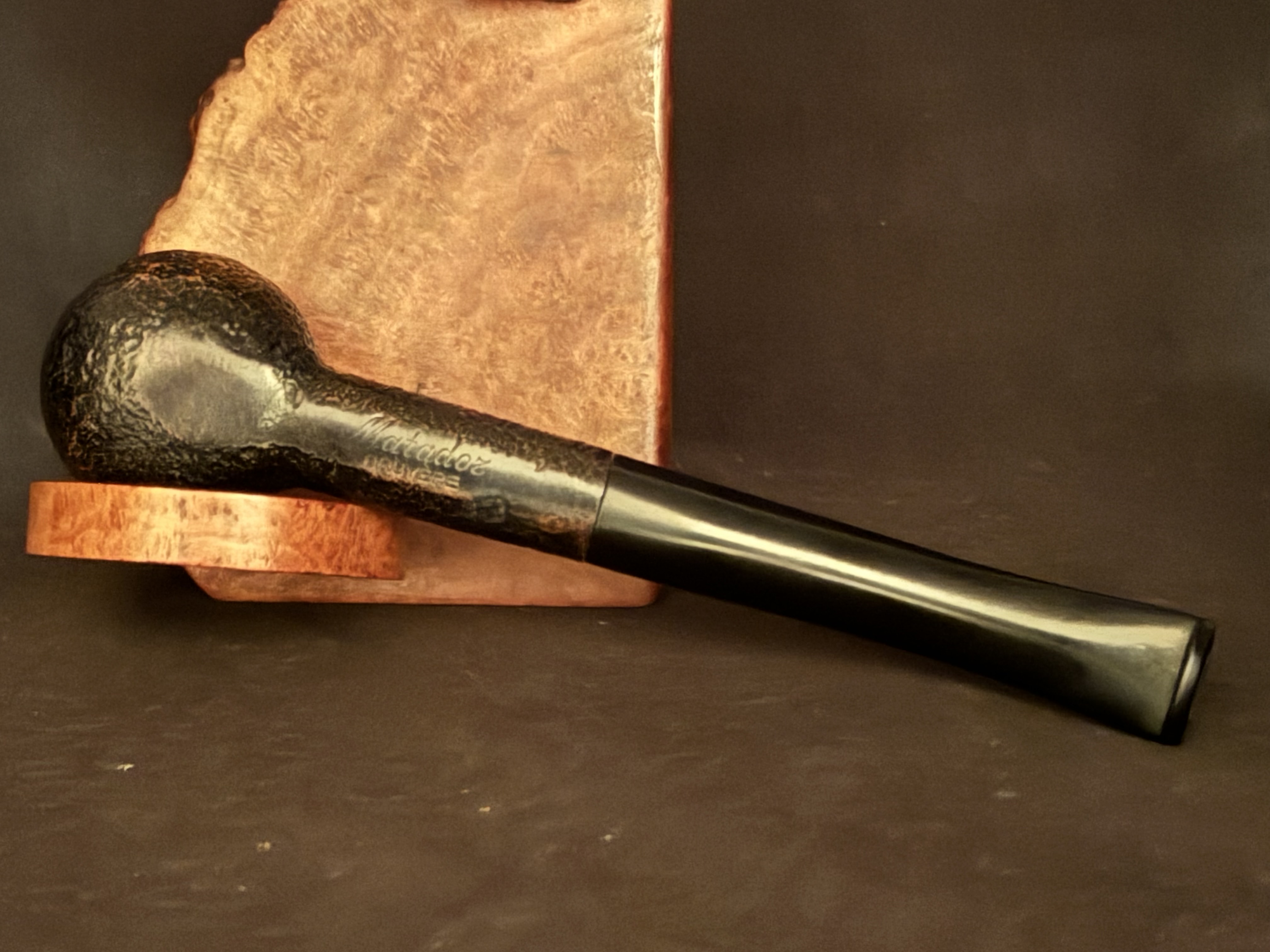 Matadoz Bruyere Straight Billiard Sandblast Meerschaum Bowl Insert Vulcanite Tapered Stem Estate Pipe 6