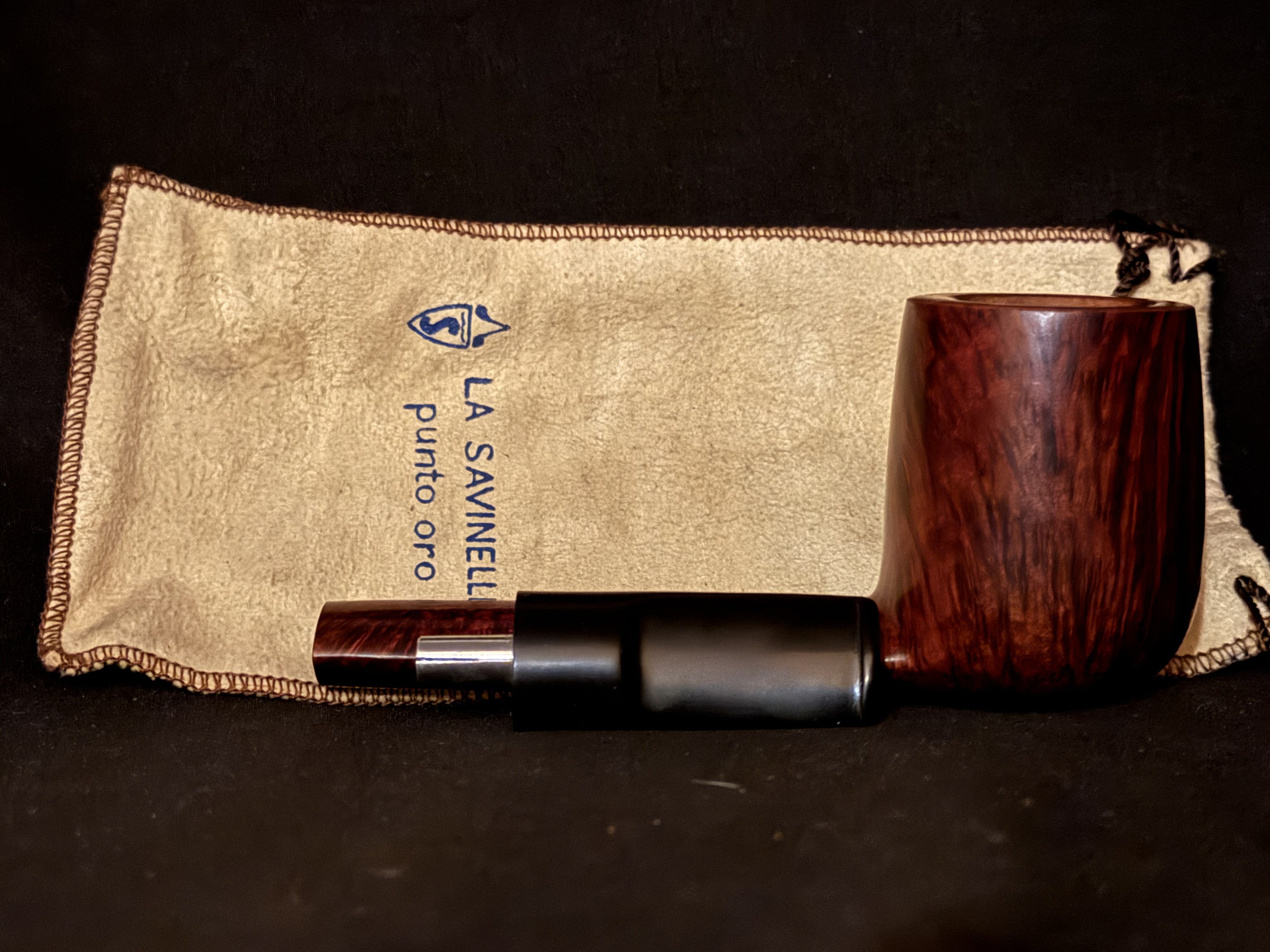 Savinelli Punto Oro 803 EX Lumberman Estate Pipe, Smooth Finish, Extraordinaire Size, Original Sleeve, Italy 20