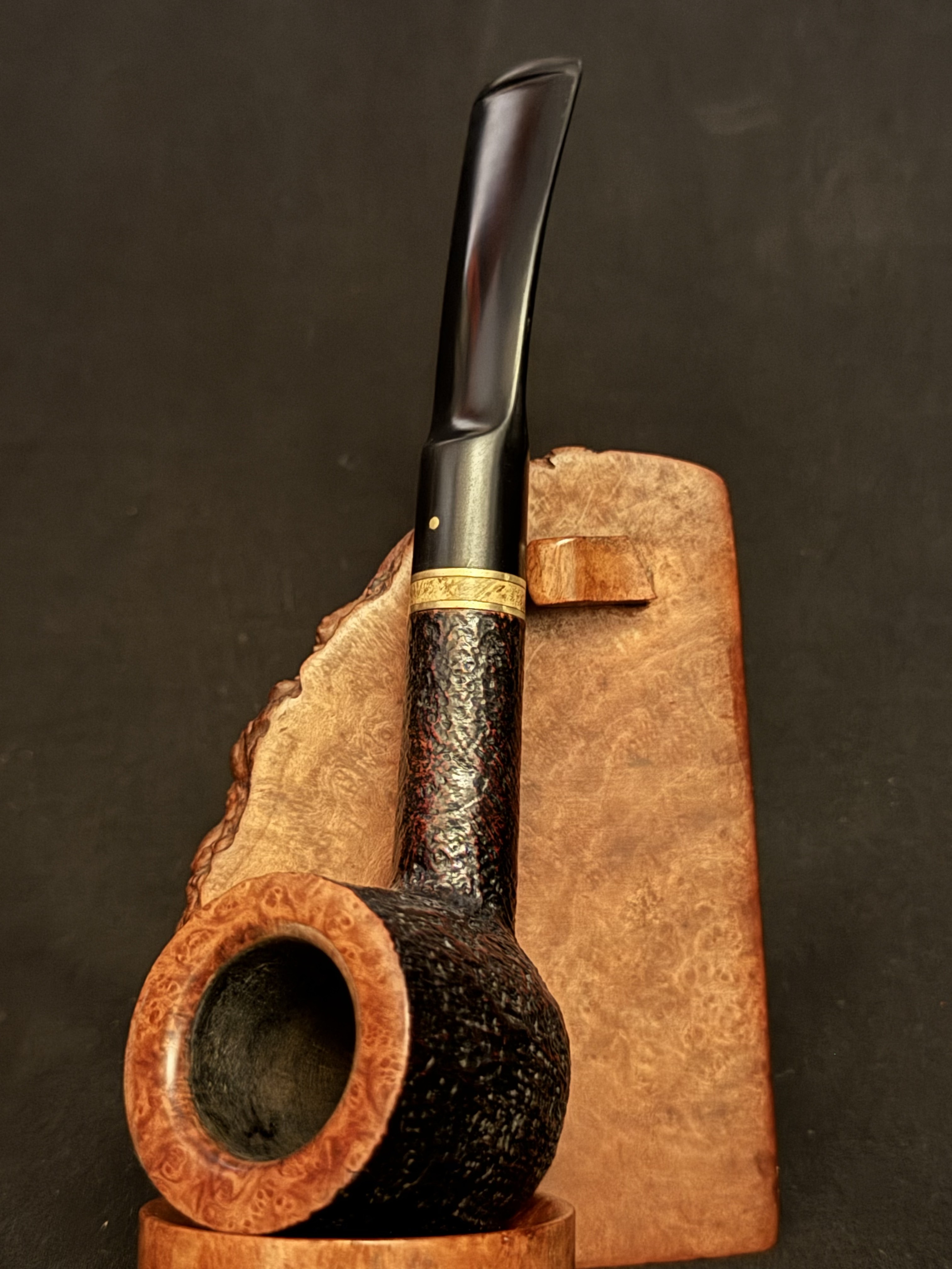 Savinelli Punto Oro Mister G 122 Bent Pot Sandblast Briar Pipe 6mm Filter 2